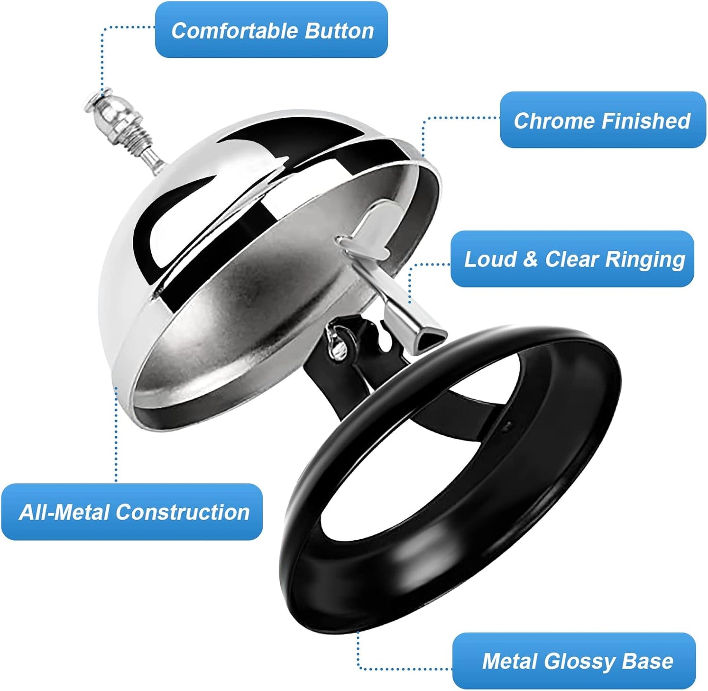 Yexiya 3 Pack Call Bell 3.35 Inch Diameter with Metal Anti-Rust Construction Service Bell for Hotels, Schools, Restaurants, Reception Areas, Hospitals, Warehouses