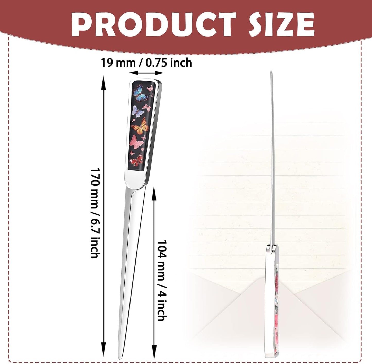 Chuangdi 4 Pieces Letter Opener Knife Stainless Steel Envelope Openers Lightweight Mail Opener Tool Slitters Letter Knives for Office Home School Supplies (Vintage Style)