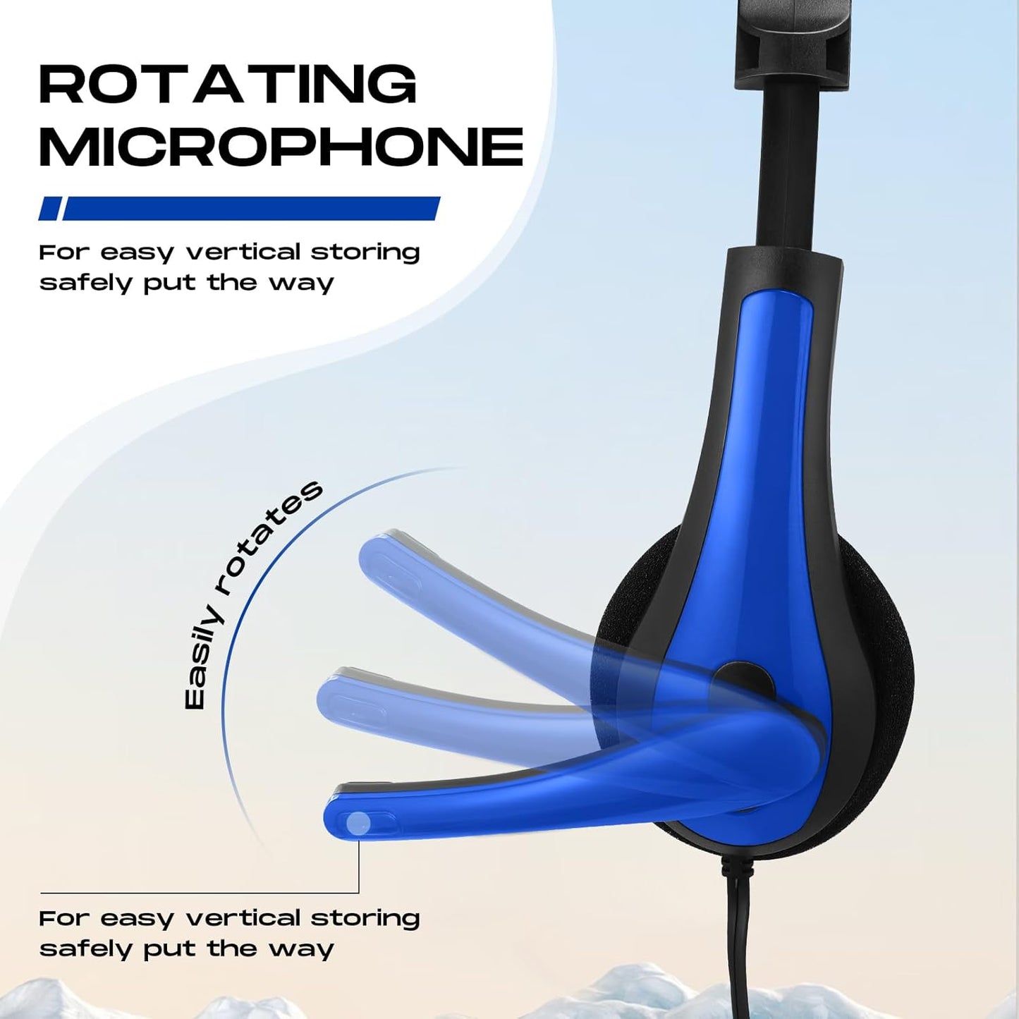 Yunsailing 20 Pack Bulk Classroom Headphones with Microphone Students Kids Wired School Class Set Headphones for School Library Computer Office Adults 3.5 Jack Universal Plug(Dark Blue)