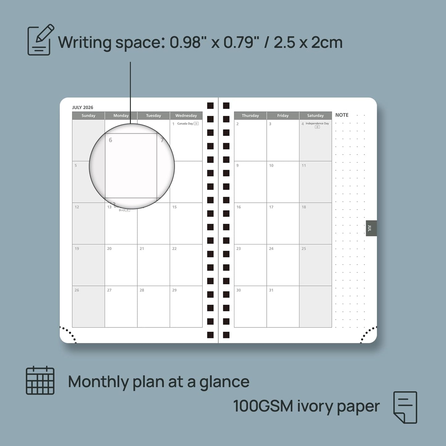 POPRUN 2026 Planner (Pocket Size 4''x 6.25'' Wire-Bond Hard Cover) Calendar Weekly and Monthly (Jan.2026-Dec.2026) Small Planner with Hourly Time Slots, for Purse, 100 GSM - Burgundy