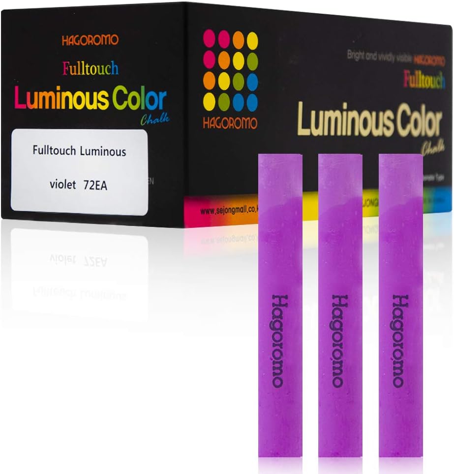 Hagoromo Fulltouch Luminous Chalk 1 Box, Non-Toxic, Dustless [72 Pcs/Violet]