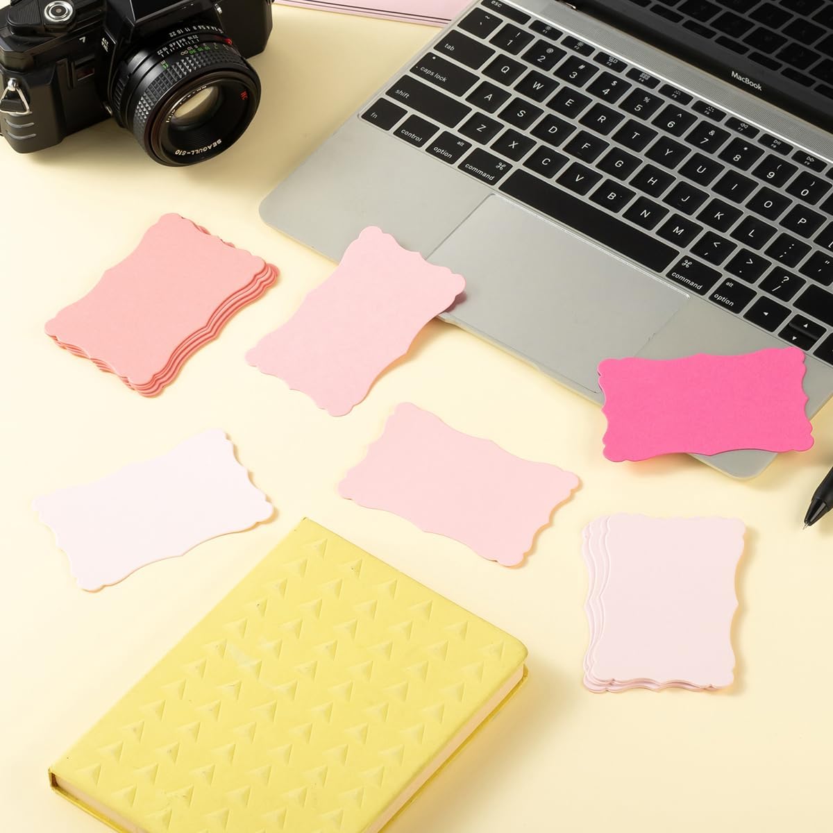 120 Pieces Small Mini Business Cards Vintage Assorted Colors Blank Note Gift for Business Cards, Gift (5 PInk-Red)