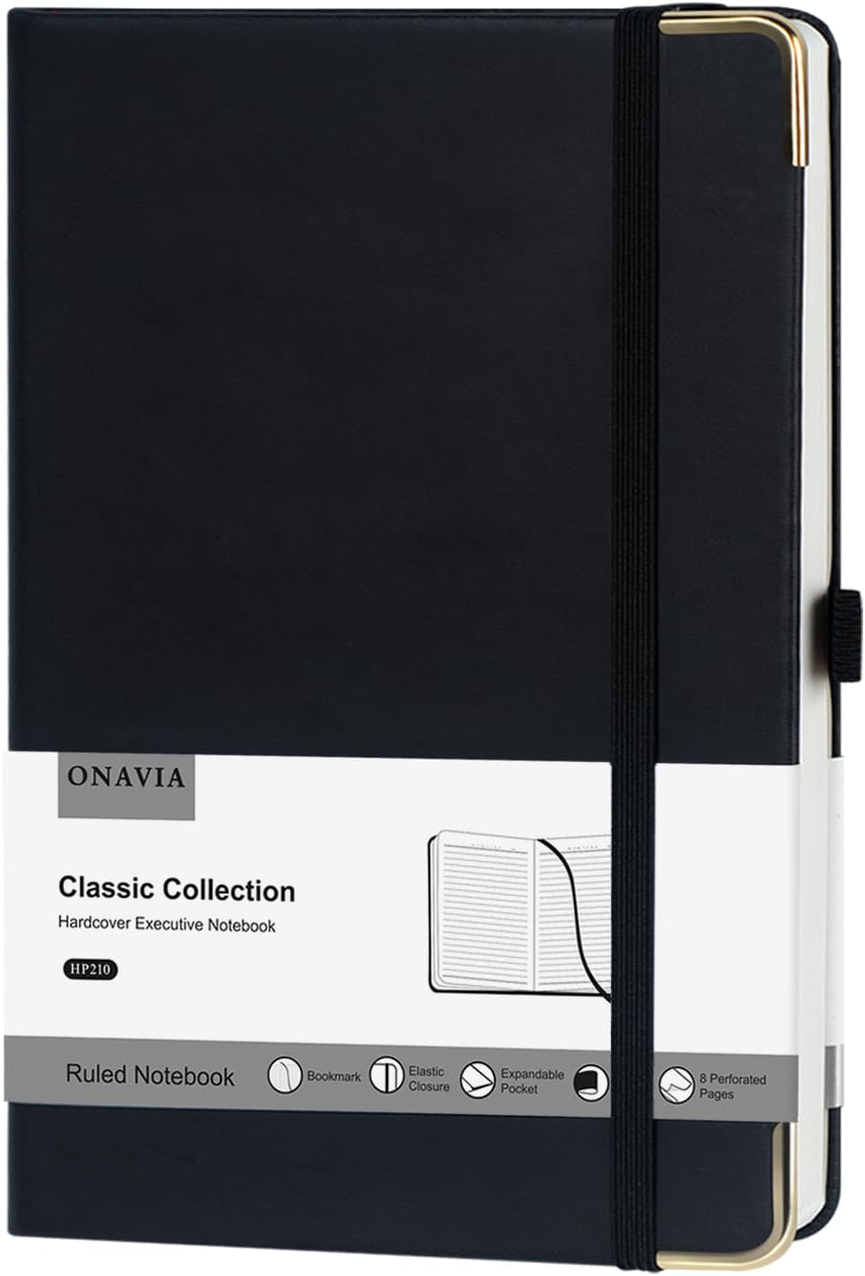 A5 Lined Journal Notebook - 100 GSM Thick Paper, Hardcover Journaling Notebook for Writing, Work, Travel, School, College Ruled Journal for Women and Men, PU Leather Note Book, 5.5”x8.3”- Black