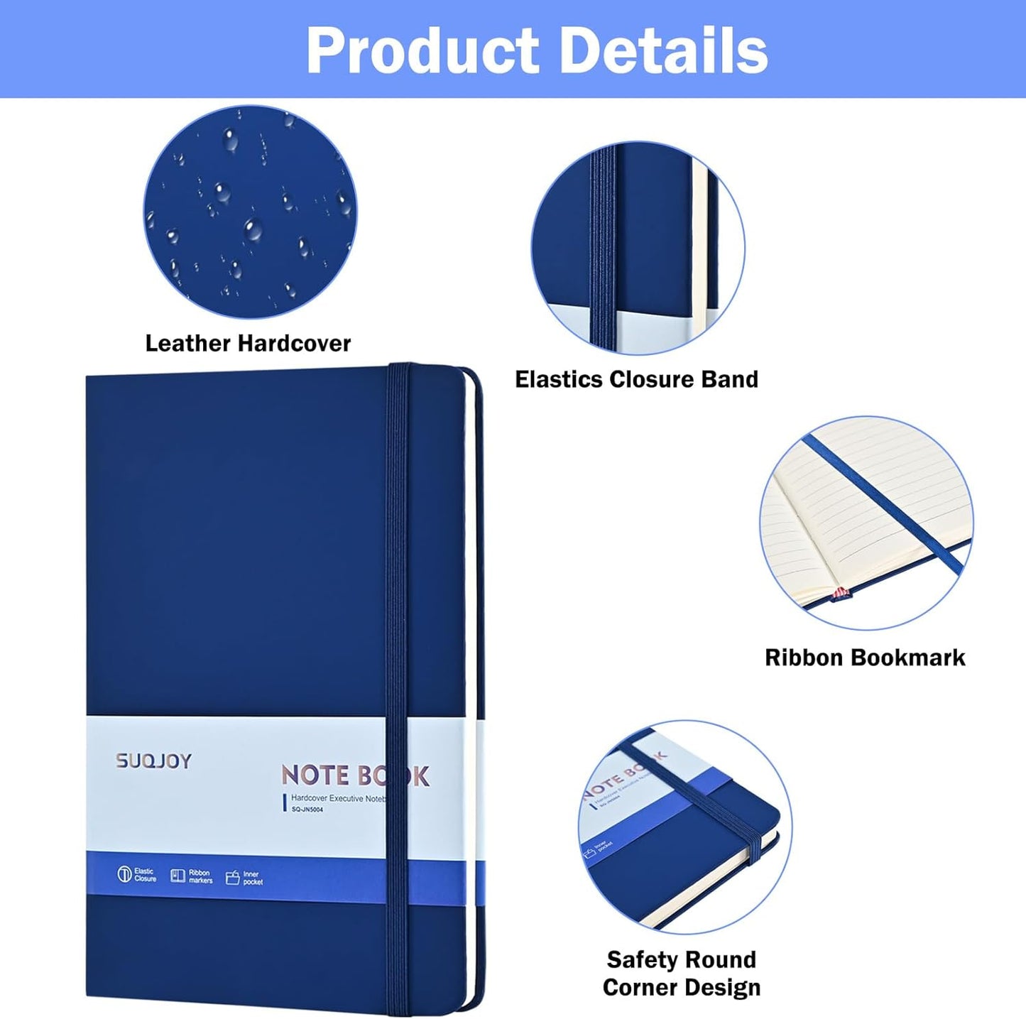 Lined Journal Notebooks, 4 Colors 160 Pages, 5.5x 8.2-Inch Journals, Hardcover Notebook with 100 gsm Thick Paper, A5 Size College Ruled Notebook for Writing/Travel/Work