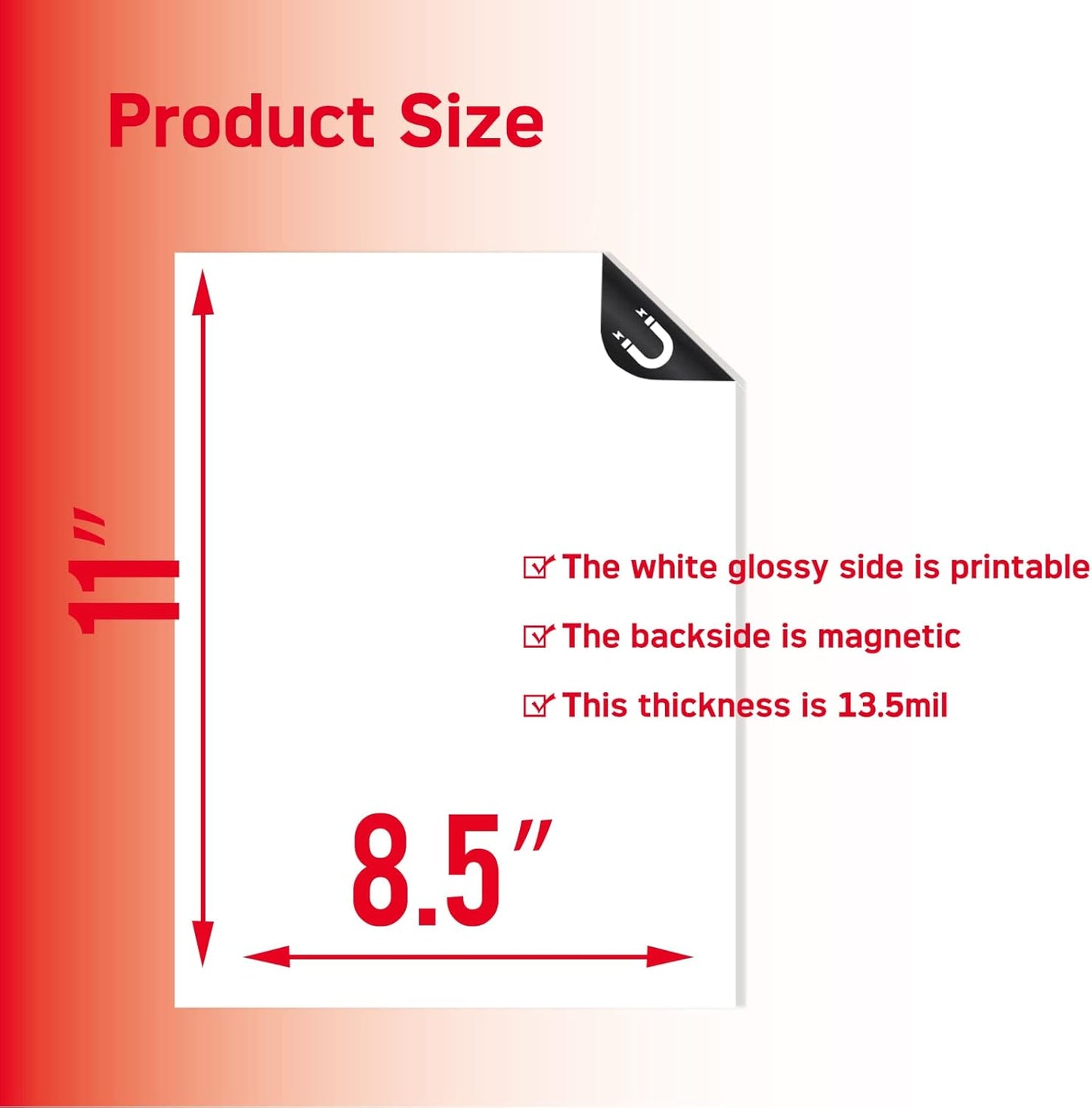 100 Sheets Bulk Printable Magnet Matte Sheets for inkjet printer Make Refrigerator Photo 13.5mil 8.5 x 11 inches Thick magnetic printer paper for cricut