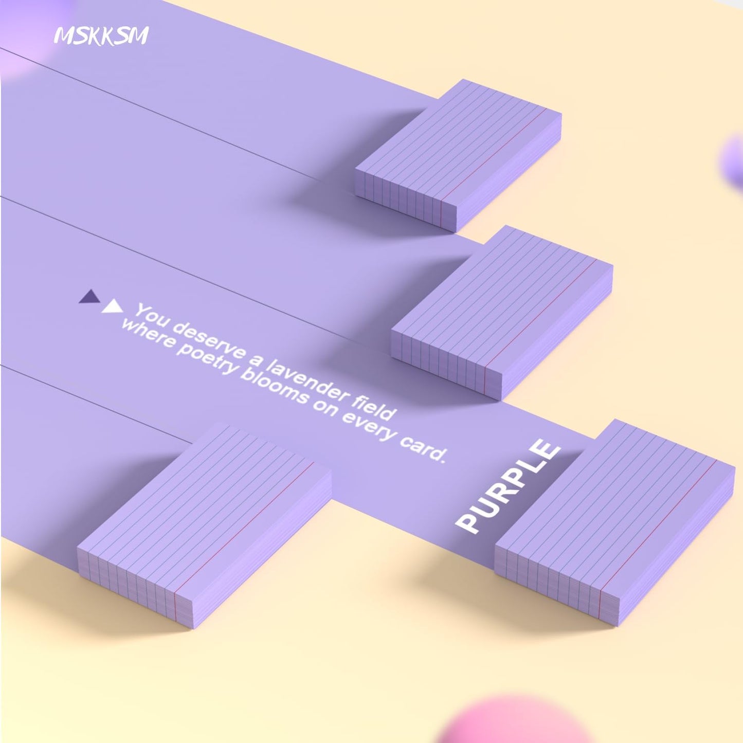 Purple Index Cards 3x5 Inch - 200 Pack, Ruled Index Flash Cards for Studying, 180GSM Purple Note Cards 3x5 Lined Index Cards, Flashcards 3 x 5 Notecards Lined College Ruled Study Card for Offices