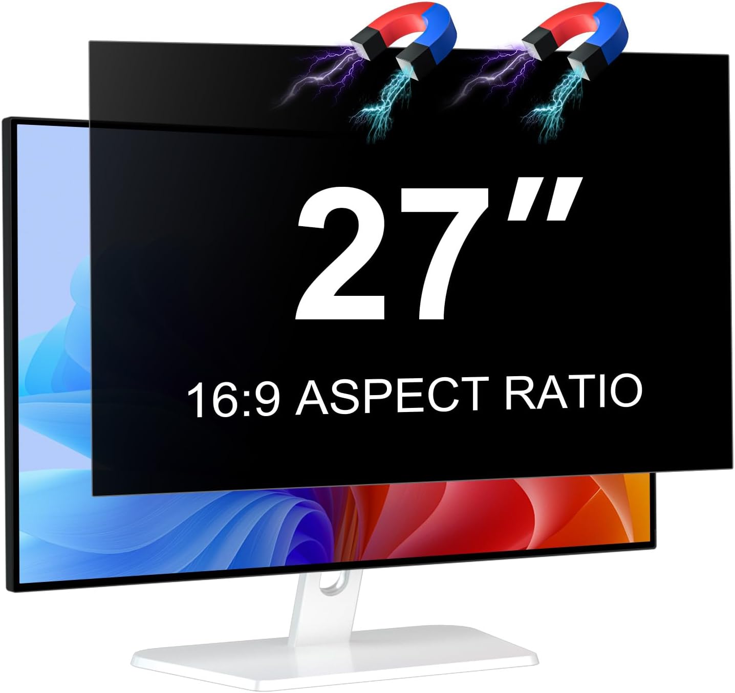 27 Inch Computer Privacy Screen for 16:9 Aspect Ratio Widescreen Monitor, Eye Protection Anti Glare Blue Light Computer Monitor Privacy Filter, Removable Anti-Scratch 27in Protector Film