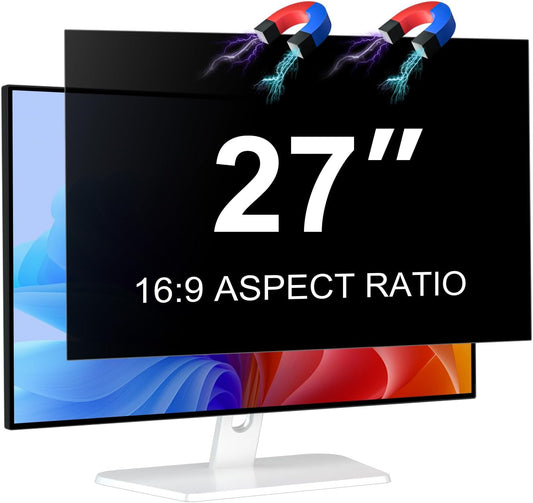 27 Inch Computer Privacy Screen for 16:9 Aspect Ratio Widescreen Monitor, Eye Protection Anti Glare Blue Light Computer Monitor Privacy Filter, Removable Anti-Scratch 27in Protector Film