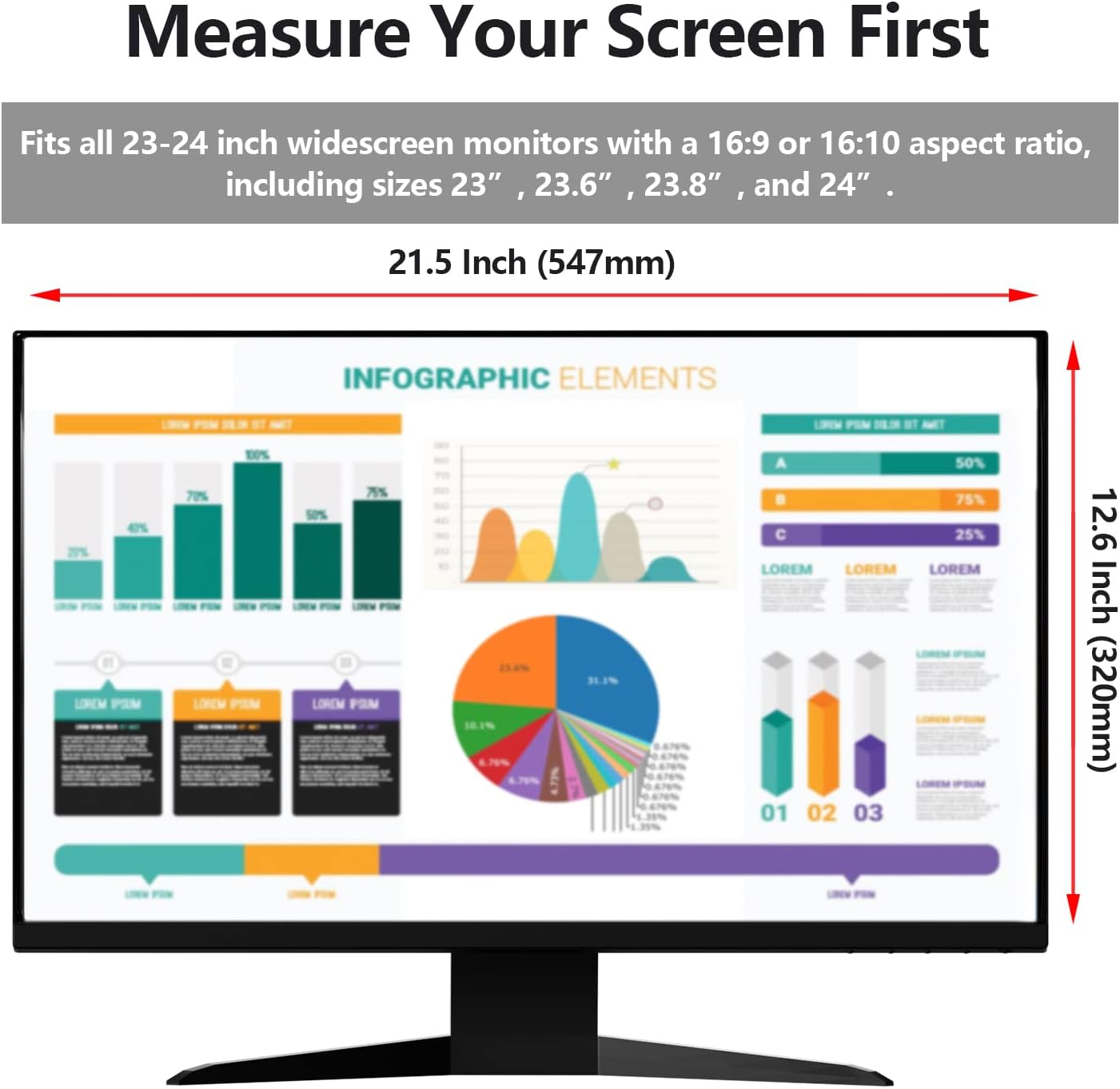RedANGEL 【2 Pack】 24 Inch Privacy Screen Protector (Compatible with 23", 23.6", 23.8") for 16:9/16:10 Widescreen Monitors-Blue Light Blocking,Hanging Design, Anti-Scratch for Desktop Computers
