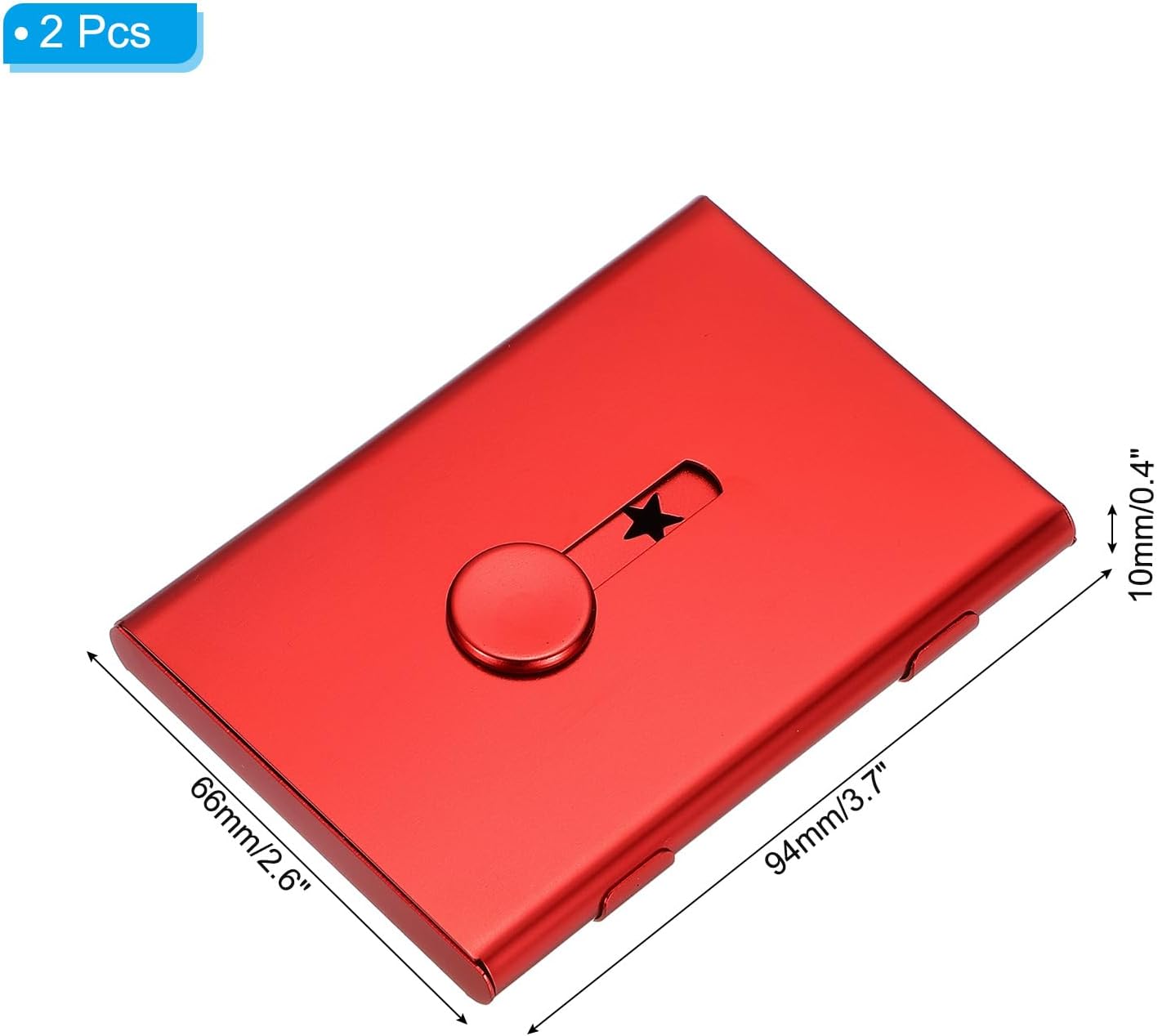 PATIKIL 2 Pcs Business Card Holder, Thumb Drive Business Card Holder Portable Business Card Holders Alloy Slide Out Card Case for Business Meeting, Red