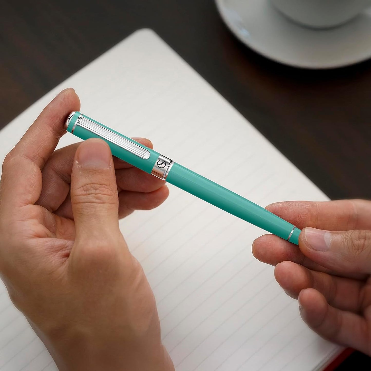 Scriveiner Mint Green Rollerball Pen - Stunning Luxury Pen With Chrome Finish, Schmidt Ink Refill, Best Roller Ball Gift Set for Men & Women, Professional, Executive Office, Nice Pens