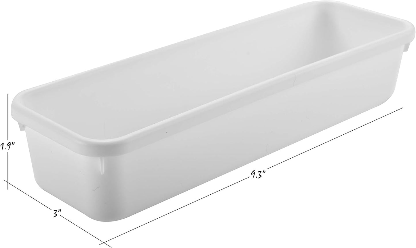 Masirs Interlocking Drawer Organizer Bins - Durable Plastic, Various Sizes for Custom Layout Design. Great for Desk Drawer, Tool Box or Garage Organization. (White | 8-Piece Set)