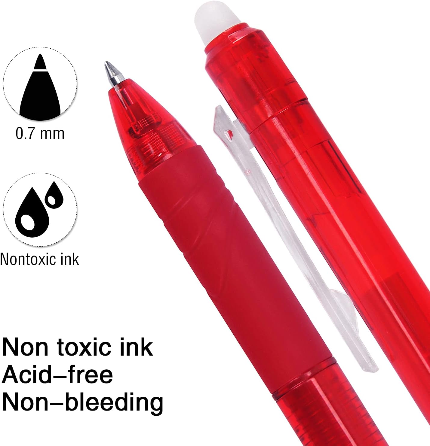 8 Pack Retractable Erasable Gel Pens Clicker Fine Point 0.7mm, Make Mistakes Disappear Comfort Grip for Drawing Writing Planner and School Supplies, Assorted Color Inks