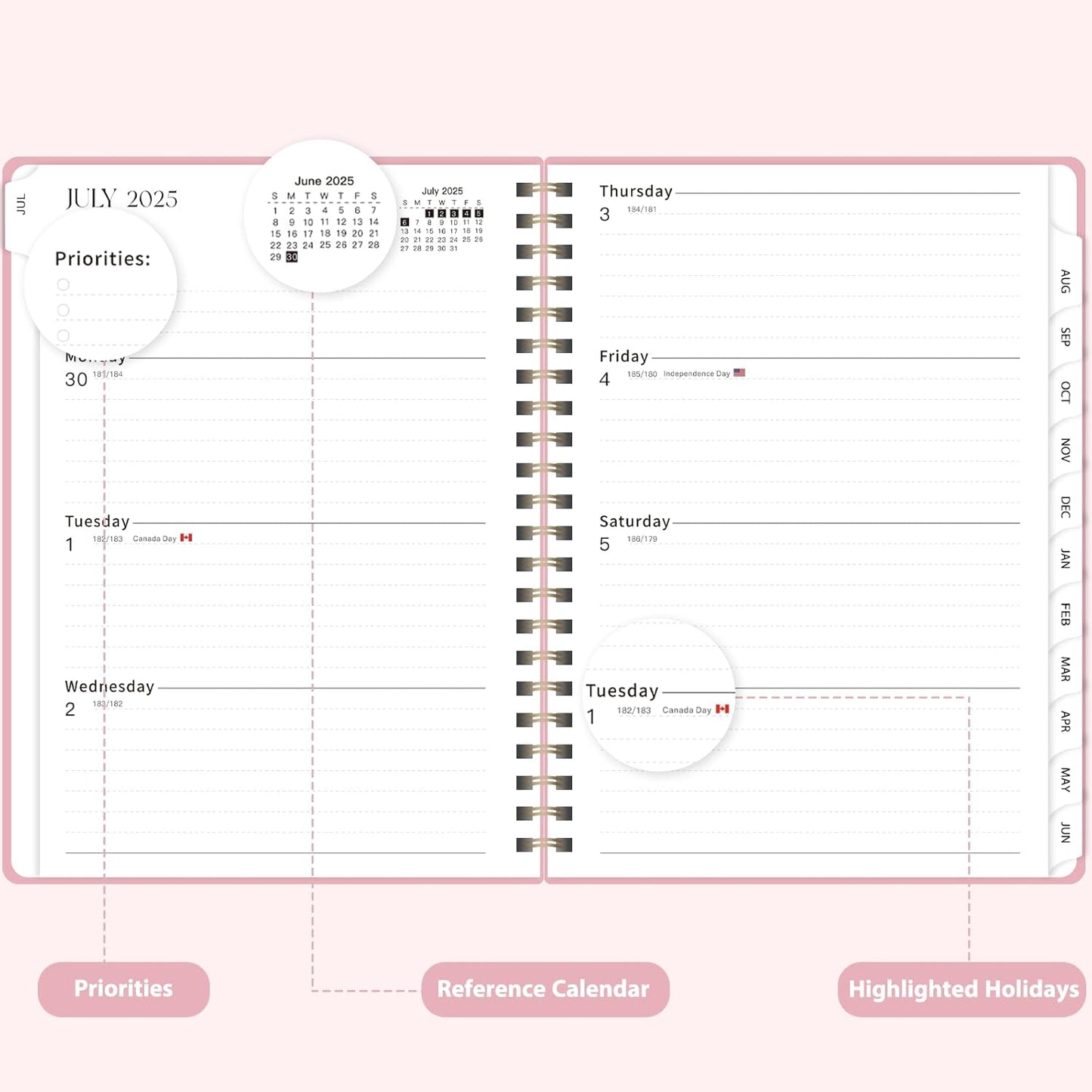 Planner 2025-2026, Weekly and Monthly Calendar Academic Planner (July 2025 - June 2026), Hardcover Teacher School Student Agenda with Tabs, Ideal for School Office Supplies, A5 (6.3" x 8.5")