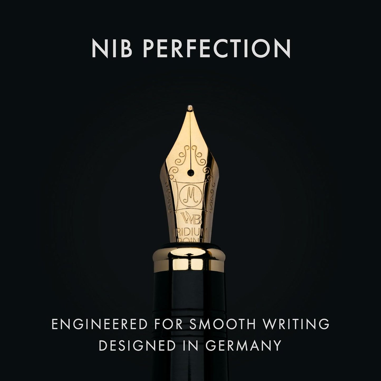 Wordsworth & Black Primori Fountain Pen Set - Blue Gold, Medium Nib, Gift Case, 24 Ink Cartridges, Refill Converter, Manual, Smooth Writing, Left & Right Handed