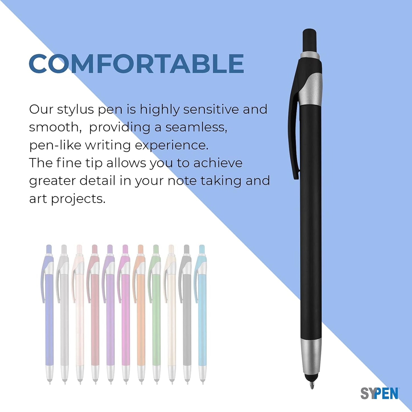 Personalized with Your Custom Logo or Text Pens-Pack of 300- for Marketing, Parties, and Events, 2 in 1 Capacitive Stylus & Ballpoint Pen Compatible with Touchscreen Devices, Black Ink, Blue Pens
