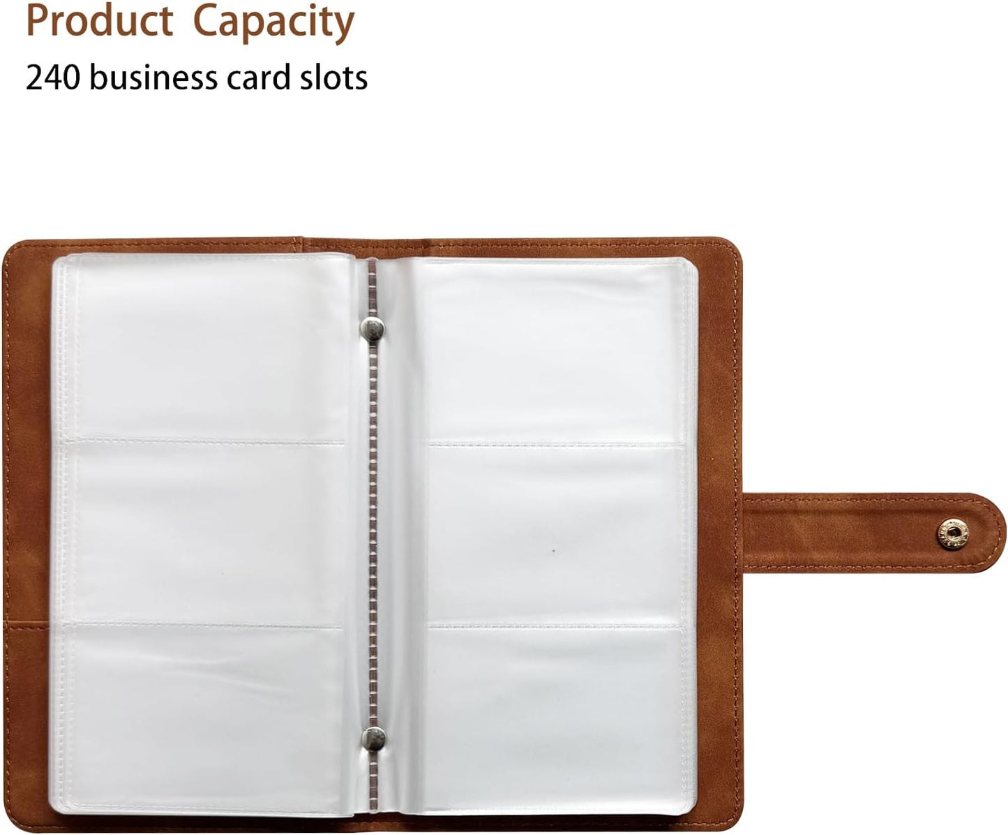 Leather Professional Business Card Holder Book Organizer, 240 Card Slots Capacity Booklet, Premium PU Name Cards Storage Folder with Soft Cover, Credit Card Binder Holder for Men/Women (Brown)