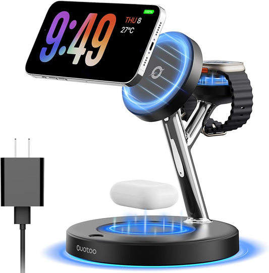 2025 3 in 1 Charging Station Compatible with Mag-safe Charger Wireless Charger Stand for iPhone 17 16 15 14 13 12 Series Wireless Charging Station for AirPods Wireless Charging Stand for iWatch Series