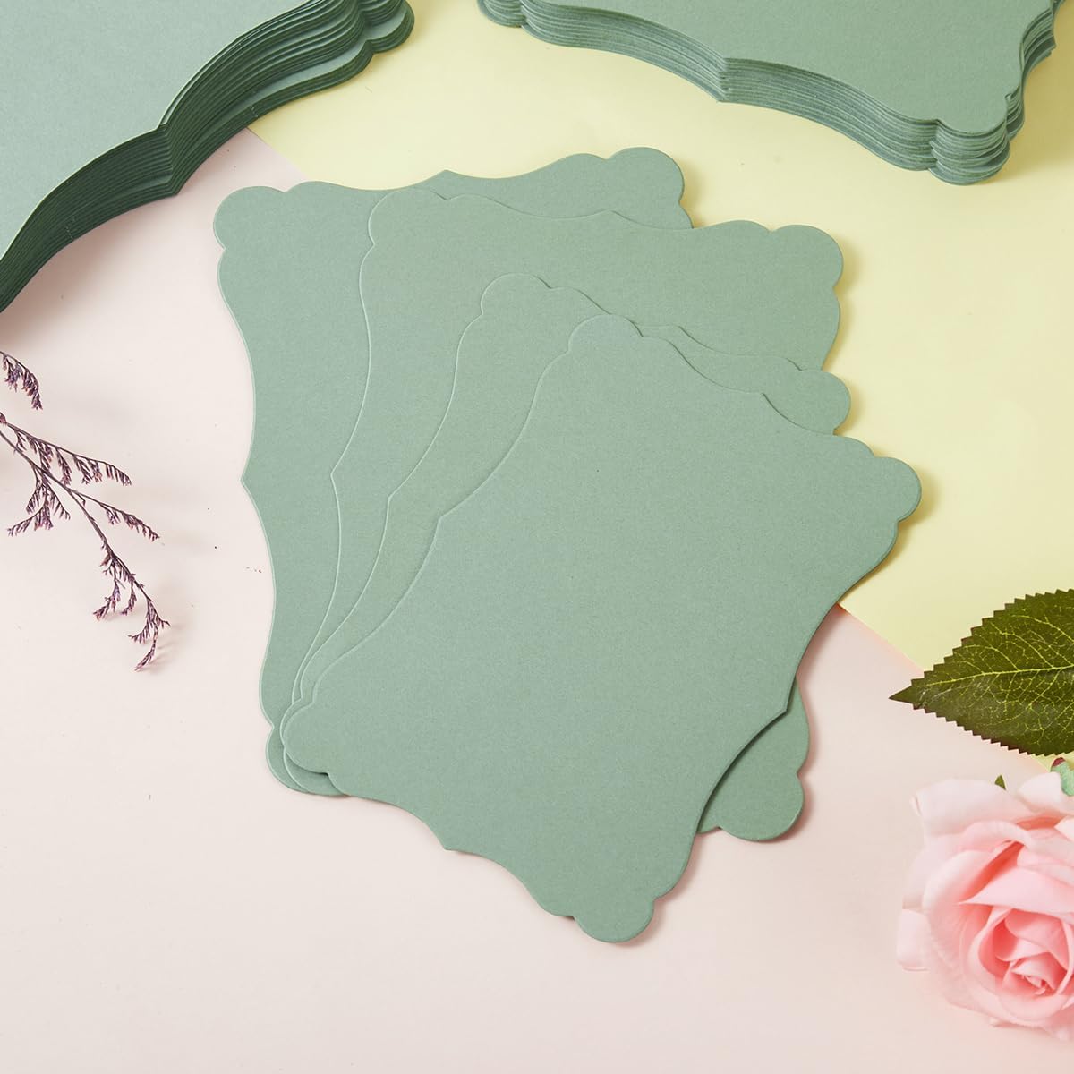 Homtable 50 Pack Sage-Green Blank Cards Cardstock Thick Kraft Paper Greeting Cards for DIY Gift Card Menus, Baby Shower and Wedding Invitations (5x7IN)