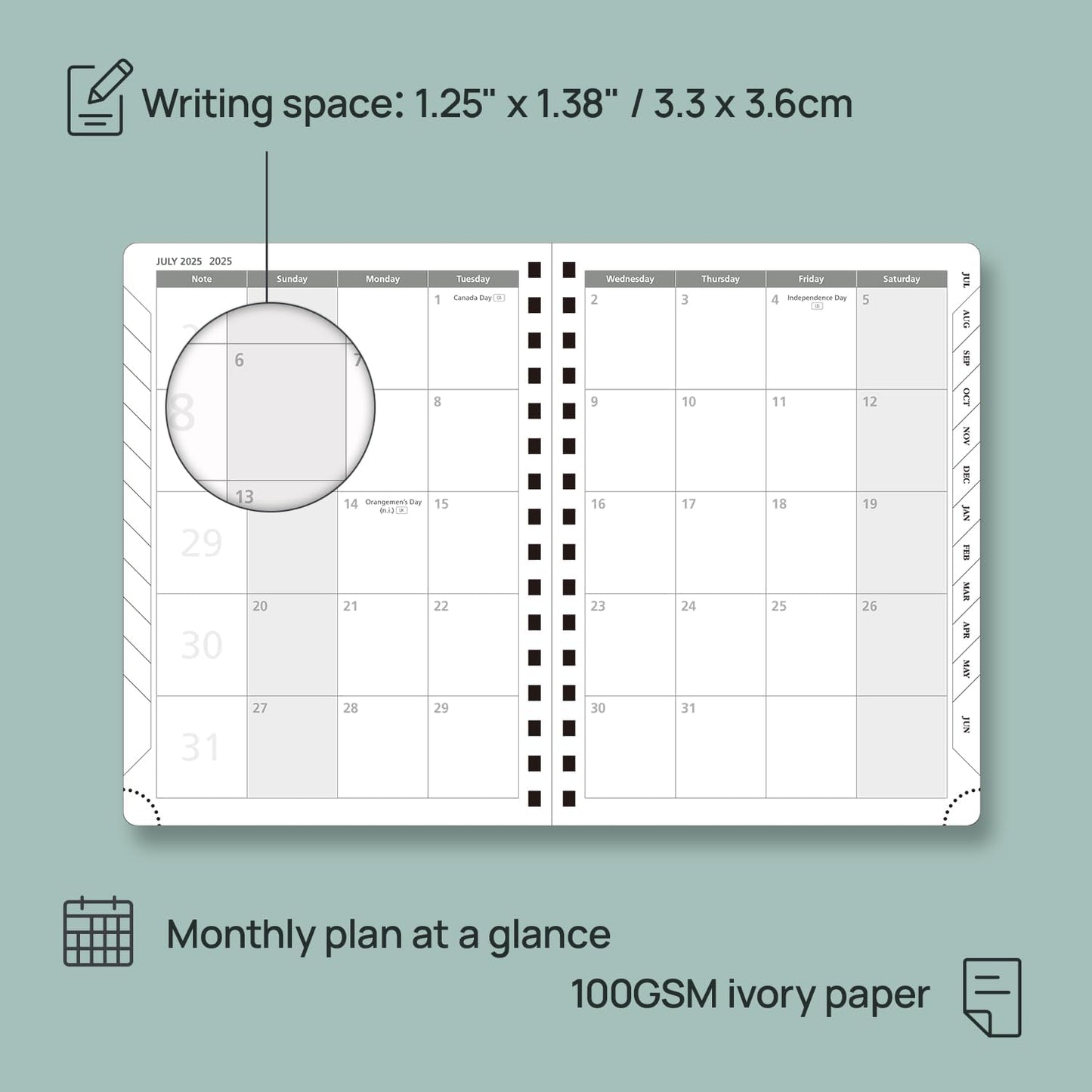POPRUN Academic Planner 2025-2026 (July 2025-June 2026), Daily Weekly and Monthly Appointment Book (Wirebound Hard Cover - 6.25'' x 8.5'') with Hourly Time Slots, Tabs, 100 GSM - Light Yellow