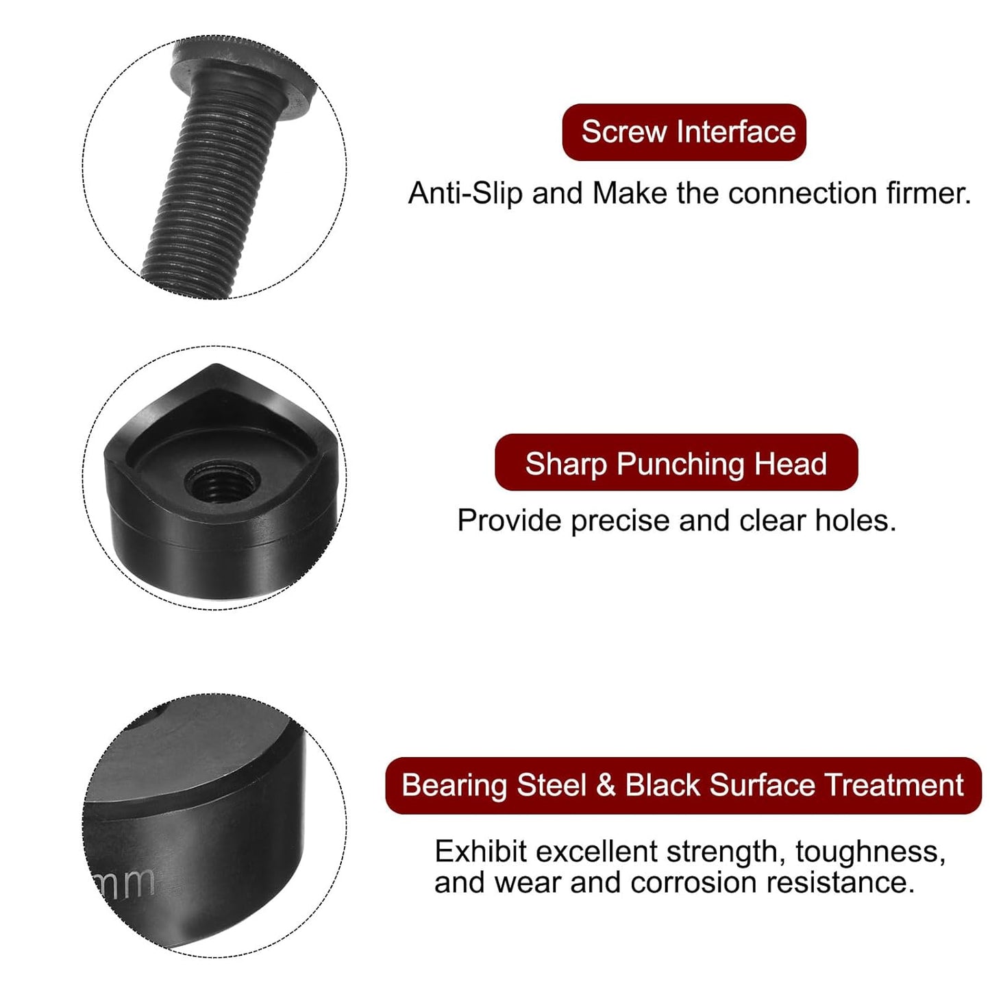 HARFINGTON Sheet Metal Punch Hole Punch 41mm Bearing Steel Precise Cutting Manual Knockout Kit with External Hex Shank for Metal Steel Plate Sink Stainless Steel, Black