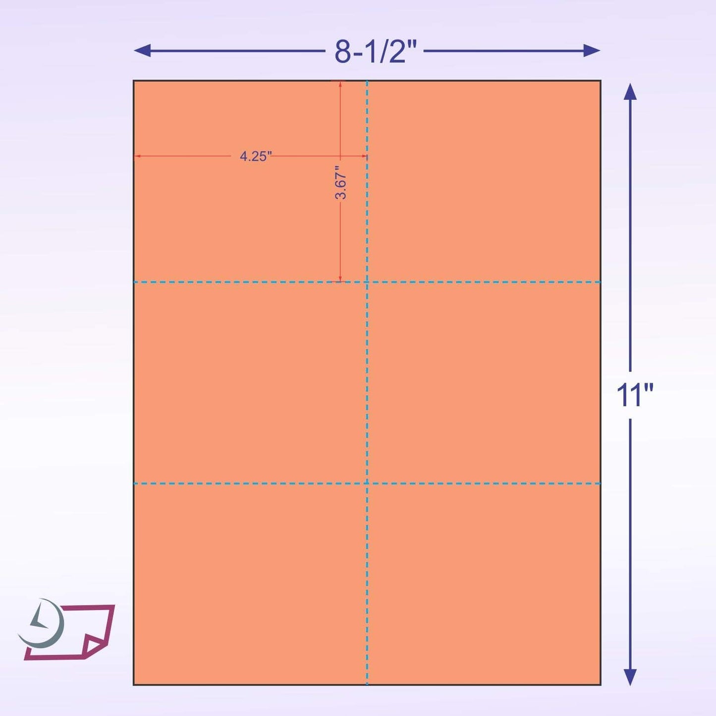 Laser Printer Blank Perforated Cards 6 up per Page (Salmon, 6000 Cards)