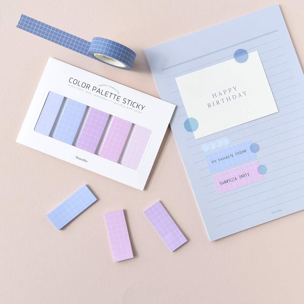 Monolike Color Palette Sticky Grid 500 B Set 4p - Self-Adhesive Memo Pad 30 Sheets