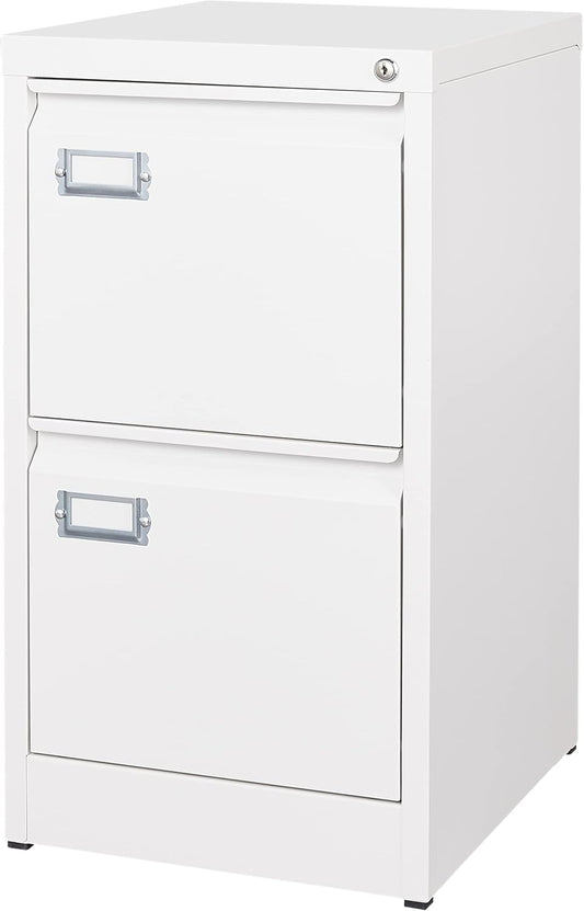 2 Drawer File Cabinet with Lock Metal Vertical Filing Storage Cabinet Office Home Steel Vertical File Cabinets for A4 Legal/Letter Size Narrow File Cabinet Locked,Assembly Required