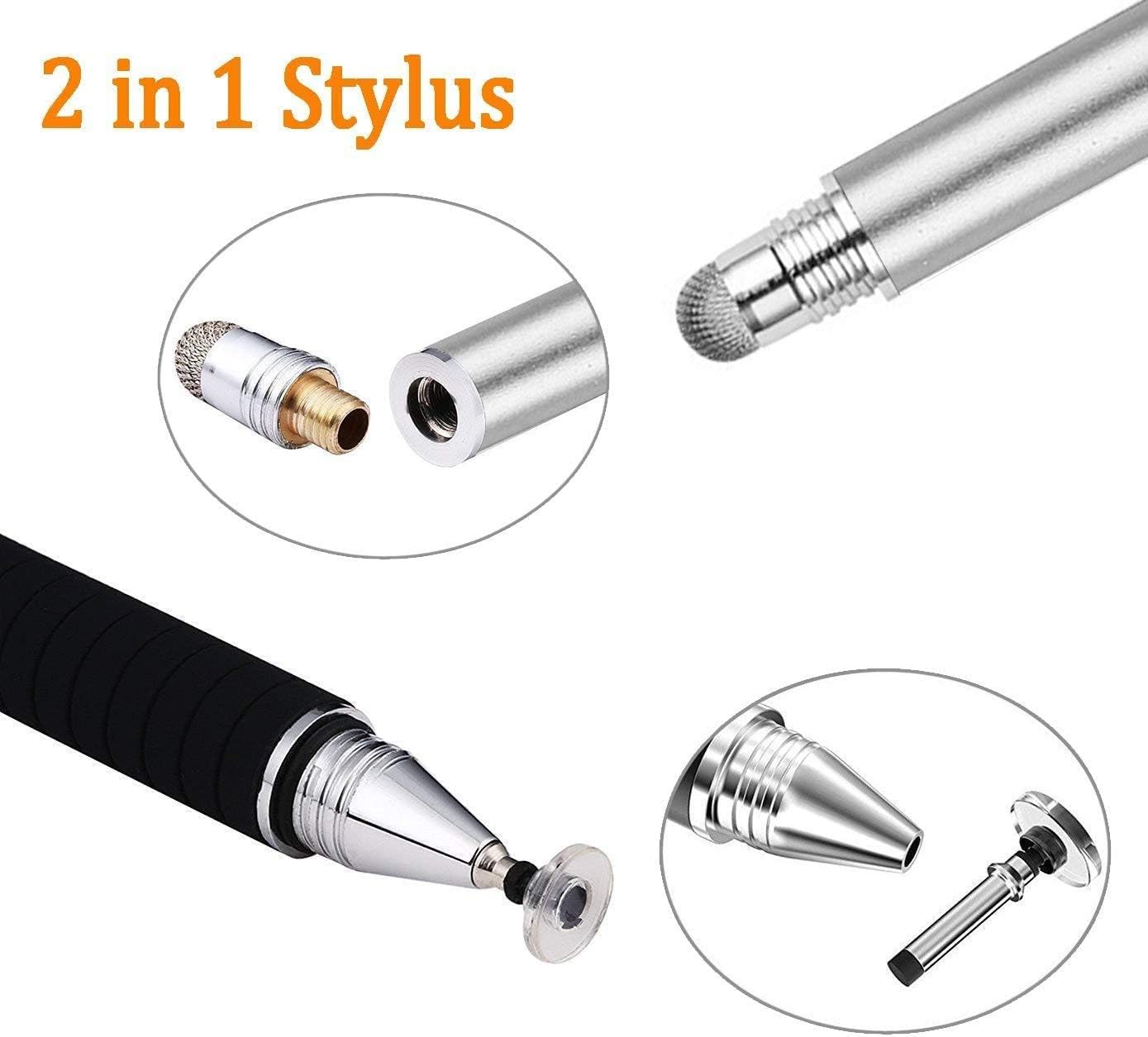 Mixoo Stylus Pen for Touchscreen, 2-in-1 Disc and Fiber Tip Sensitivity and Precision, Stylus for iPad, iPhone Tablet Phone Chromebook All Touch Screens Devices (Space Grey)