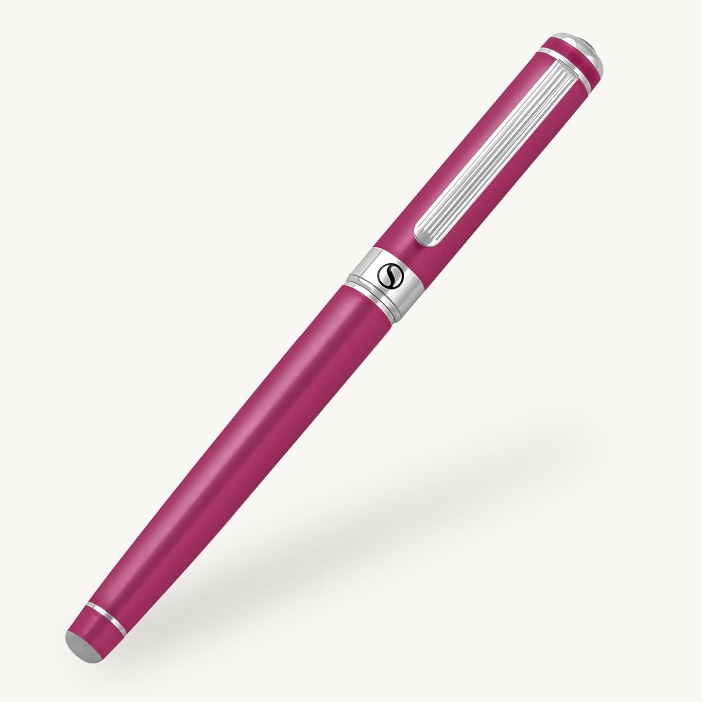 Scriveiner Fuschia Rollerball Pen - Stunning Luxury Pen With Chrome Finish, Schmidt Ink Refill, Best Roller Ball Gift Set for Men & Women, Professional, Executive Office, Nice Pens