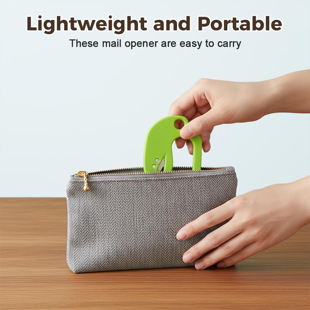 Letter Opener Envelope Slitter, 2025 New Envelope Opener without Damage, Letters Openers for Home, Office, Postal, Women, Men, Office Worker, Graduate, Students (Green)