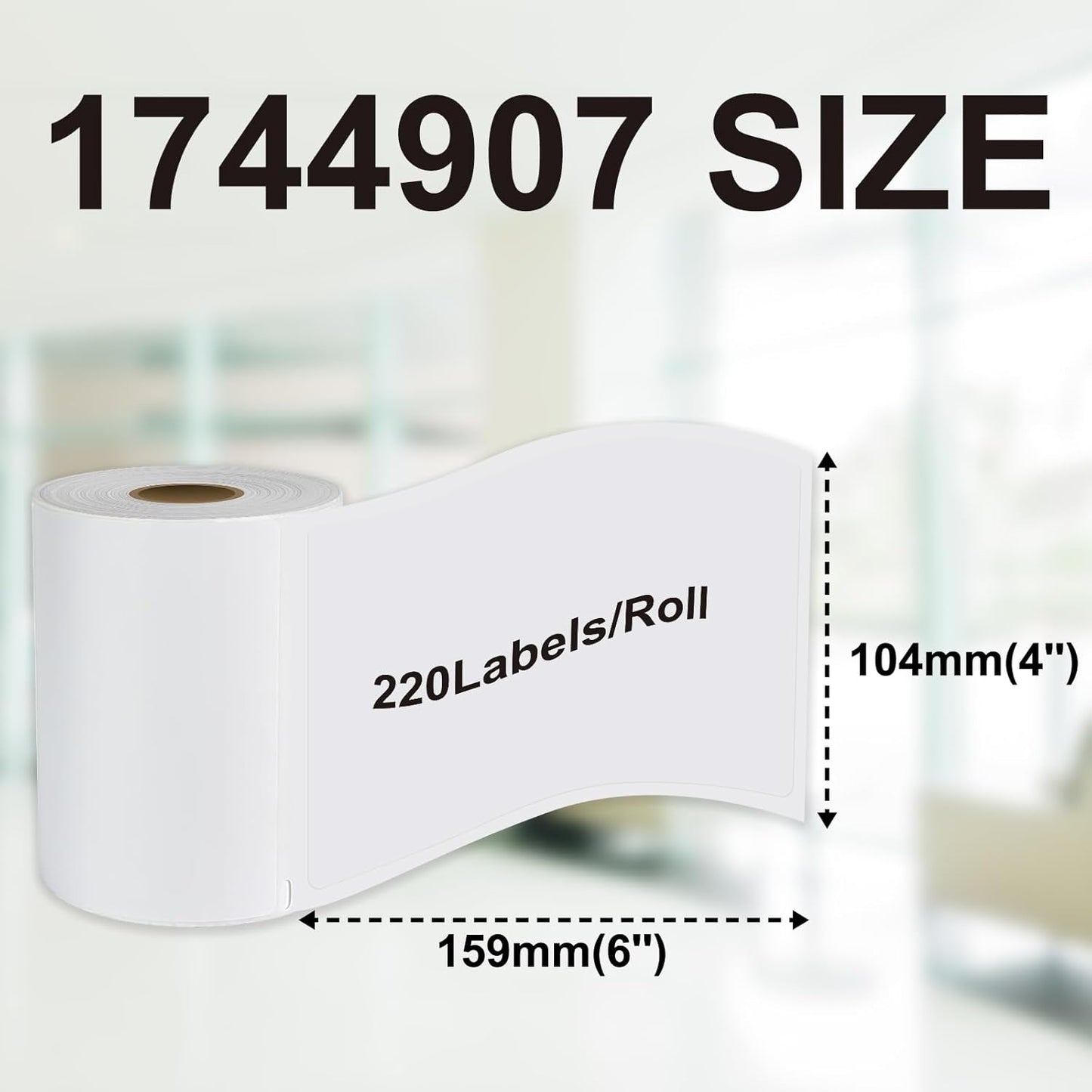 Hehua 4-Roll 1744907 with RFID Chip 4 x 6 Direct Thermal Printer Shipping Labels Compatible with DYMO LabelWriter 5XL 4XL LW Extra-Large Internet Postage Labels, 4" x 6", Total 880