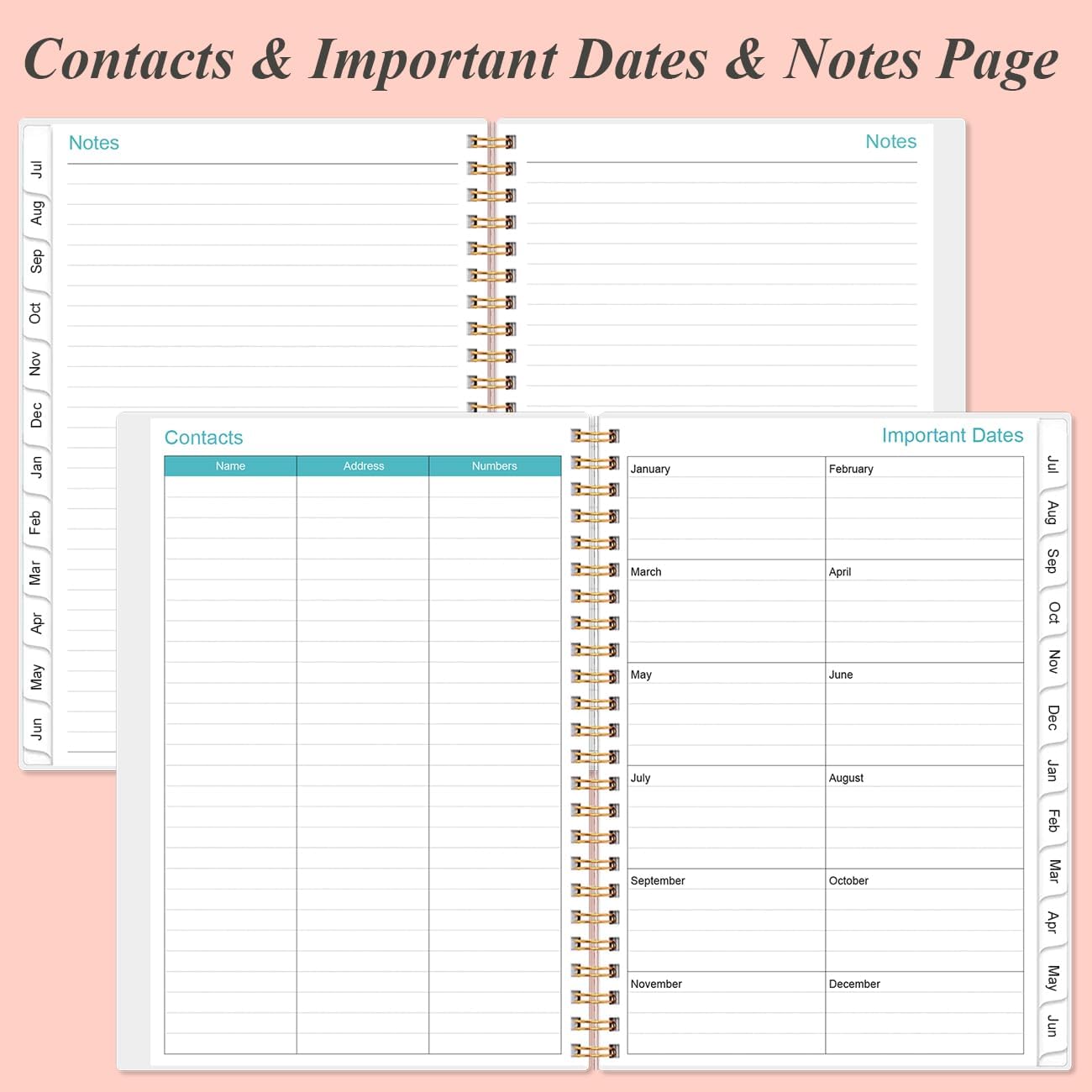 2025-2026 Planner - Academic Planner 2025-2026 from July 2025 - June 2026, Weekly & Monthly Planners Spiral Bound with 12 Monthly Tabs, Inner Pocket, 6.4" x 8.5", Pink
