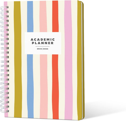 Sweetzer & Orange Academic Planner 2025-2026 – Student Planner for August 2025 to July 2026 – Weekly & Monthly Layout – Sturdy Cover & Stickers – Multicolor Stripes Design – 5.5” x 8.5”