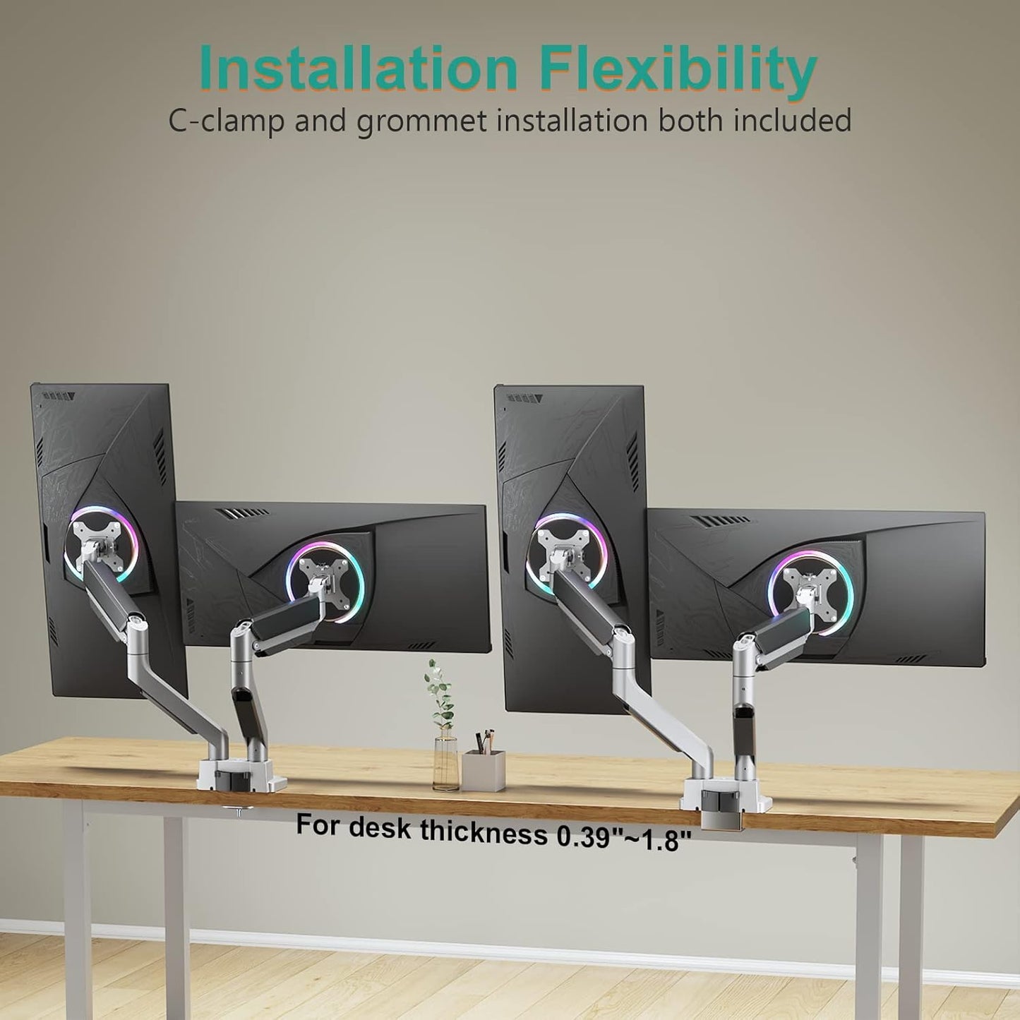 WALI Dual Monitor Mount, Monitor Arms for 2 Monitors, Fully Adjustable Gas Spring, with 2 Easily Accessible USB 3.0 Ports for Display Up to 35 Inch, 33lbs, (GSMU002), Silver