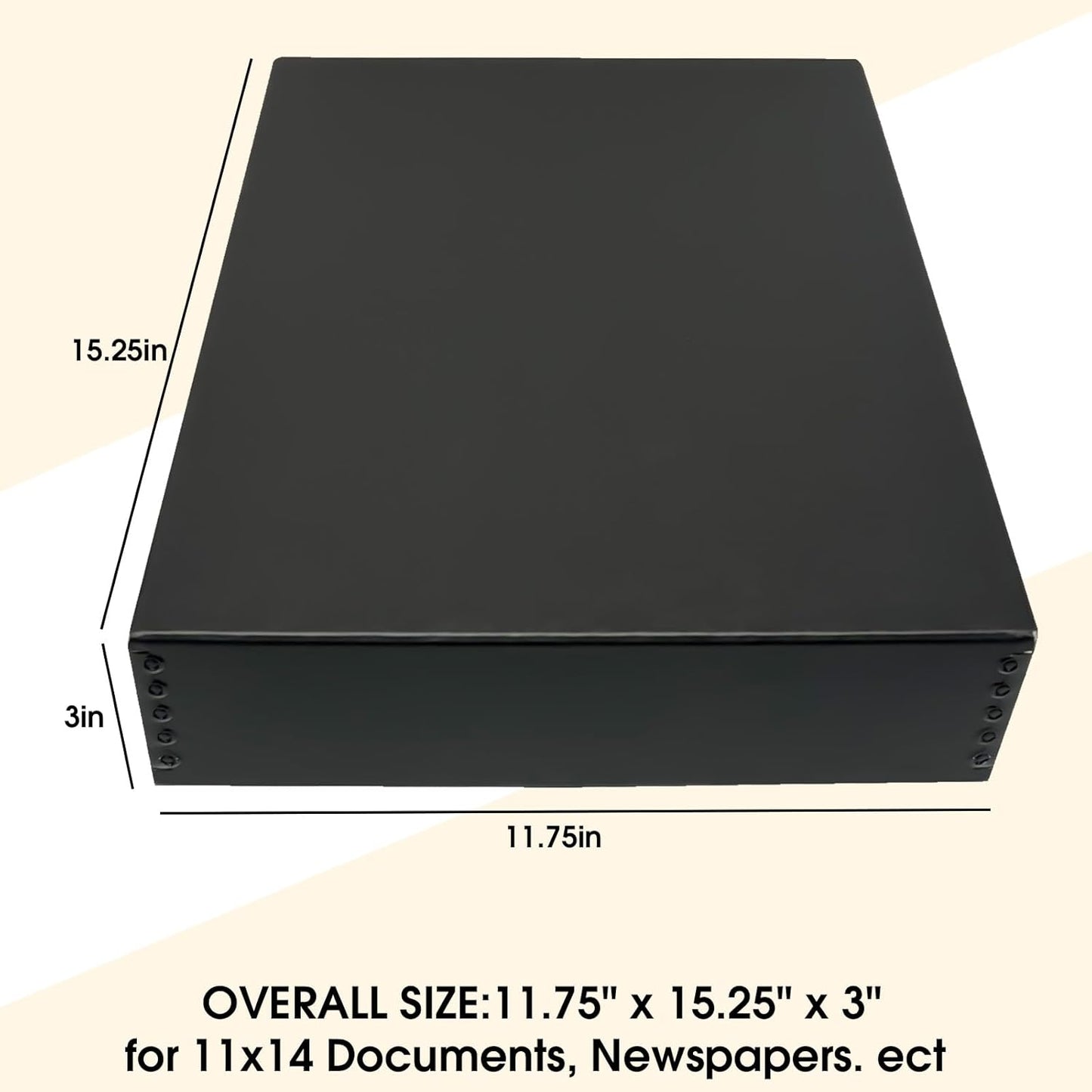 Golden State Art, Acid Free Archival 11x14 Museum Photo Storage Box, Acid-Free Drop Front Box with Metal Edge, Preserve Documents, Prints, Poster, Photographs, Arts And Crafts, Black