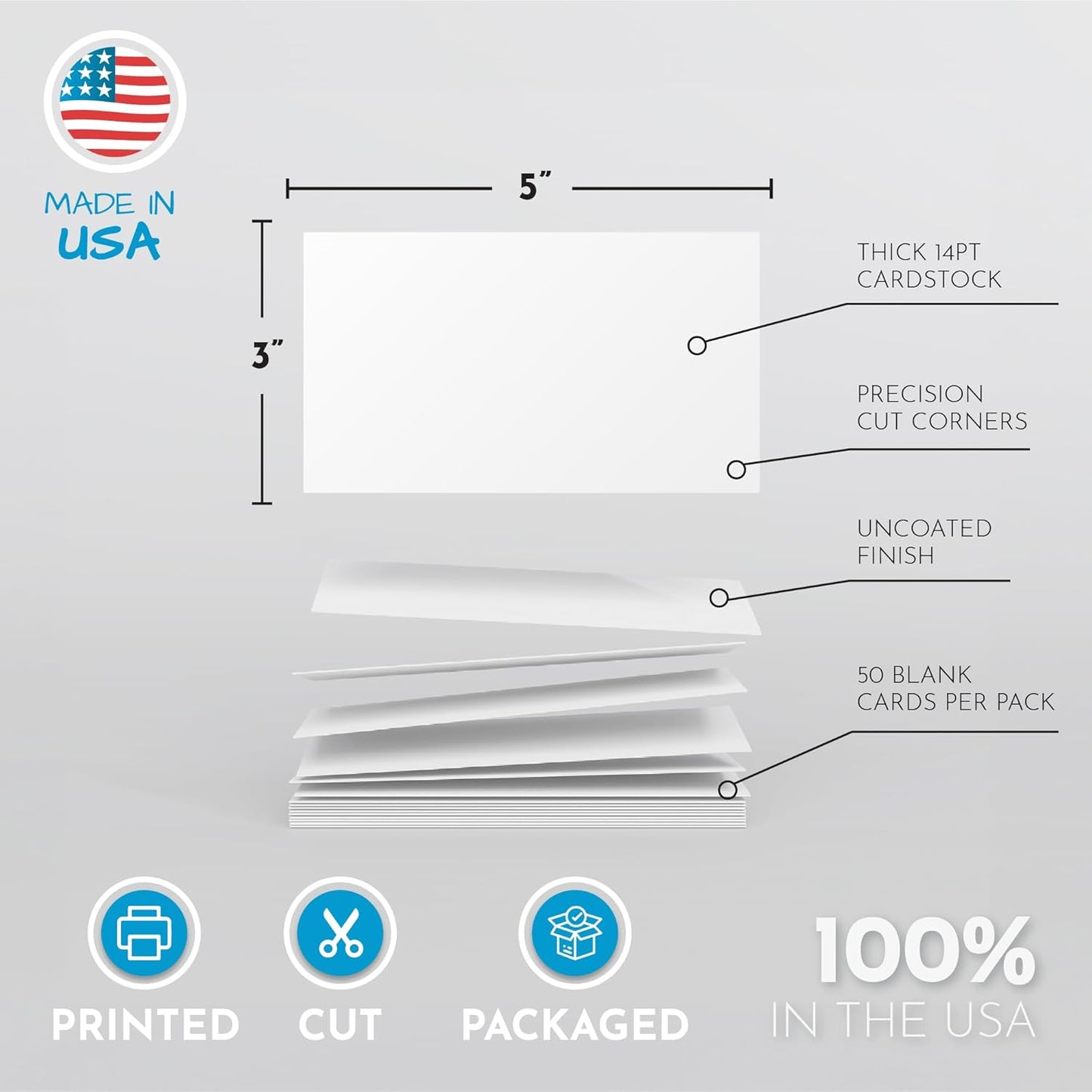 Home Advantage 3x5 Blank Index Cards - Our 50 Pack of Blank Note Cards Use Heavy Duty Cardstock to Make Them Bleed Proof