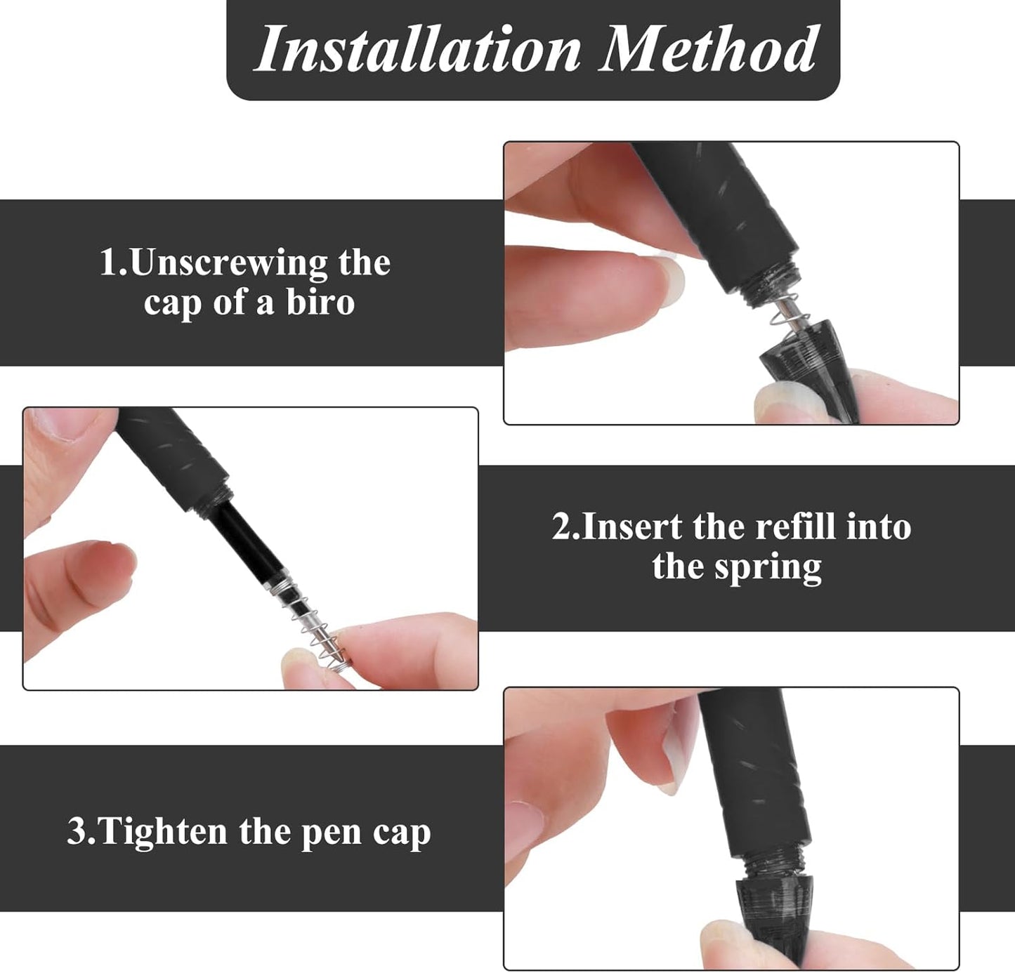 0.7 mm Erasable Gel Ink Pen Refills Compatible with Frixion Friction, Smooth Writing Multicolor Retractable Fine Point Pen Refill for School Office Home Art (Black, 24)