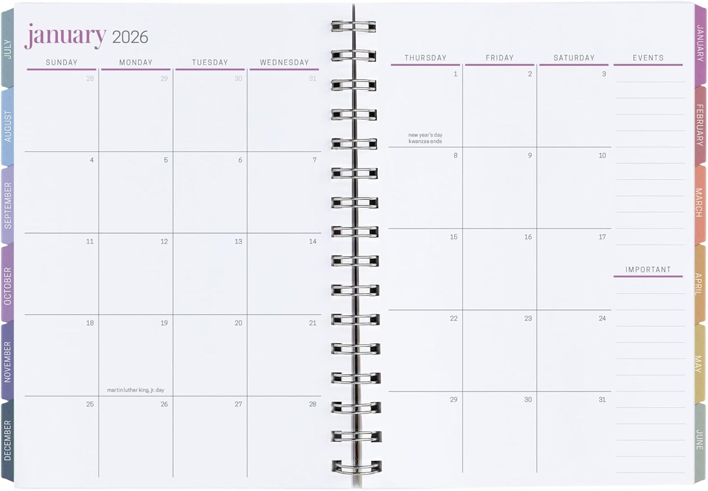 Inspired by Erin Condren 12-Month A5 Academic Planner (Jul 2025 - Jun 2026), Compact Weekly and Monthly School Agenda and Tracker, 70 Lb. Text Weight Paper, Sunset Bloom Covers, Wire-O Spiral Binding