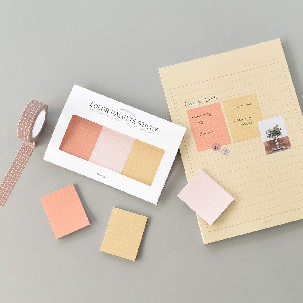 Monolike Color Palette Sticky Grid 300 A Set 4p - Self-Adhesive Memo Pad 30 Sheets