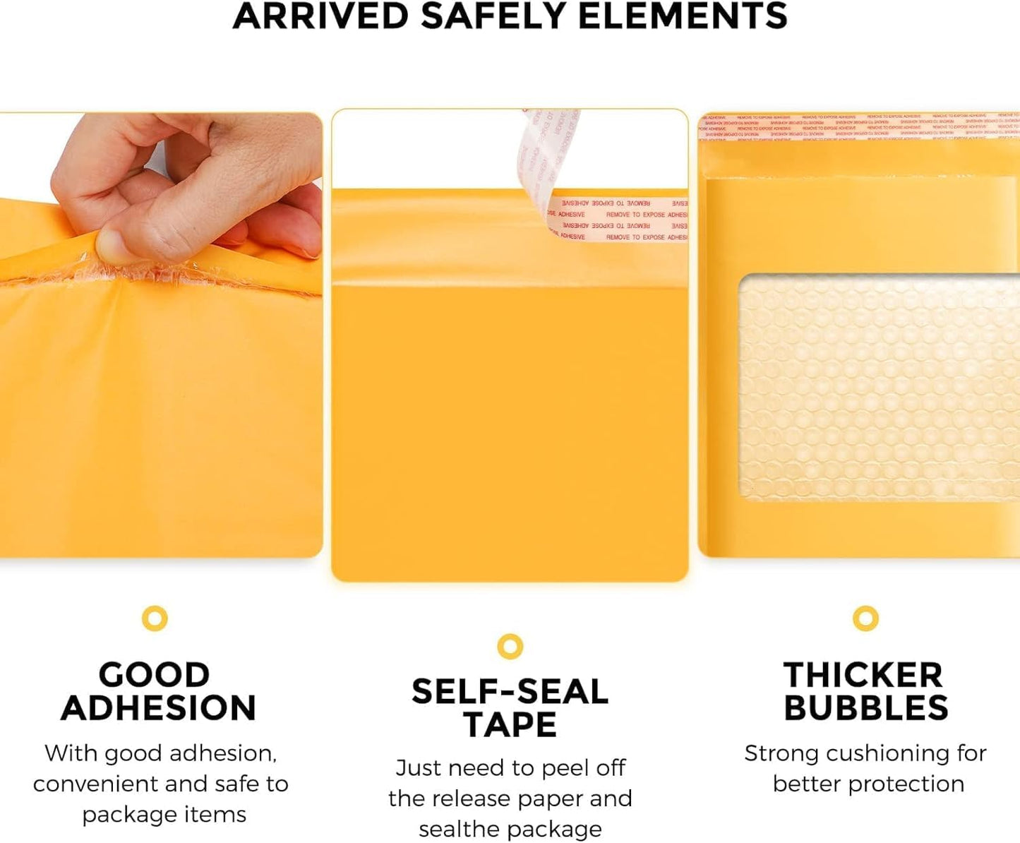 Fuxury Kraft Bubble Mailer 4x8" 800Pack Strong Adhesion Padded Envelopes Thick Bubble Envelopes Usable Size 4x7" Waterproof Cushioned Padded Mailers Packaging for Small Business #000 Yellow