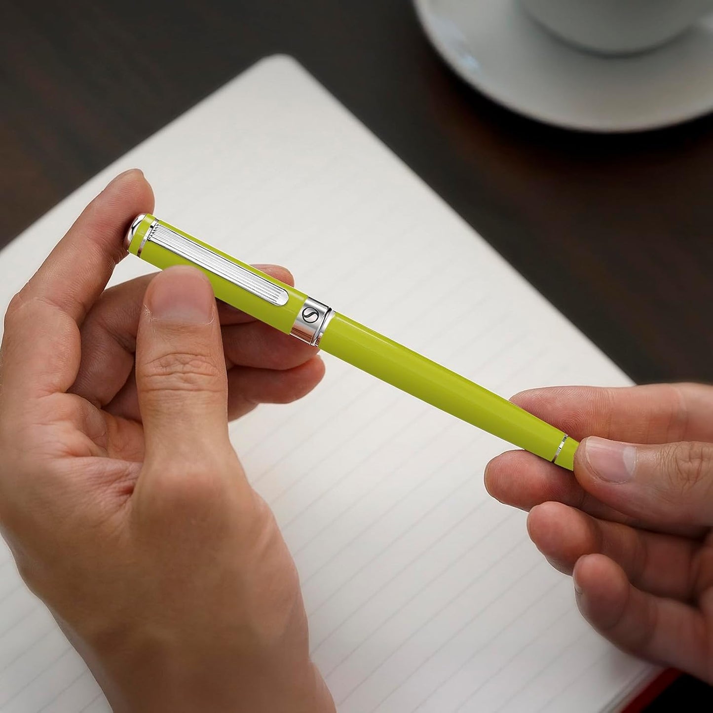 Scriveiner Light Green Rollerball Pen - Stunning Luxury Pen With Chrome Finish, Schmidt Ink Refill, Best Roller Ball Gift Set for Men & Women, Professional, Executive Office, Nice Pens