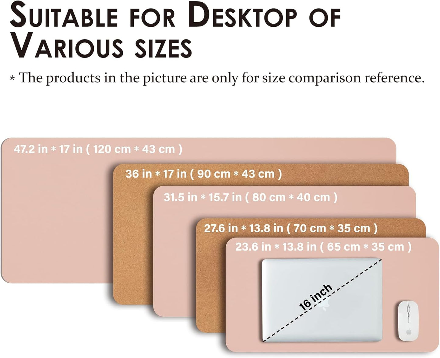 Cork Desk Mat - Dual-Sided Desk Pad for Office and Home - Desk Organization and Accessories - Ideal for Large Mouse Pad and Desk Mats on Top of Desks(Pink,31.5"x 15.7")