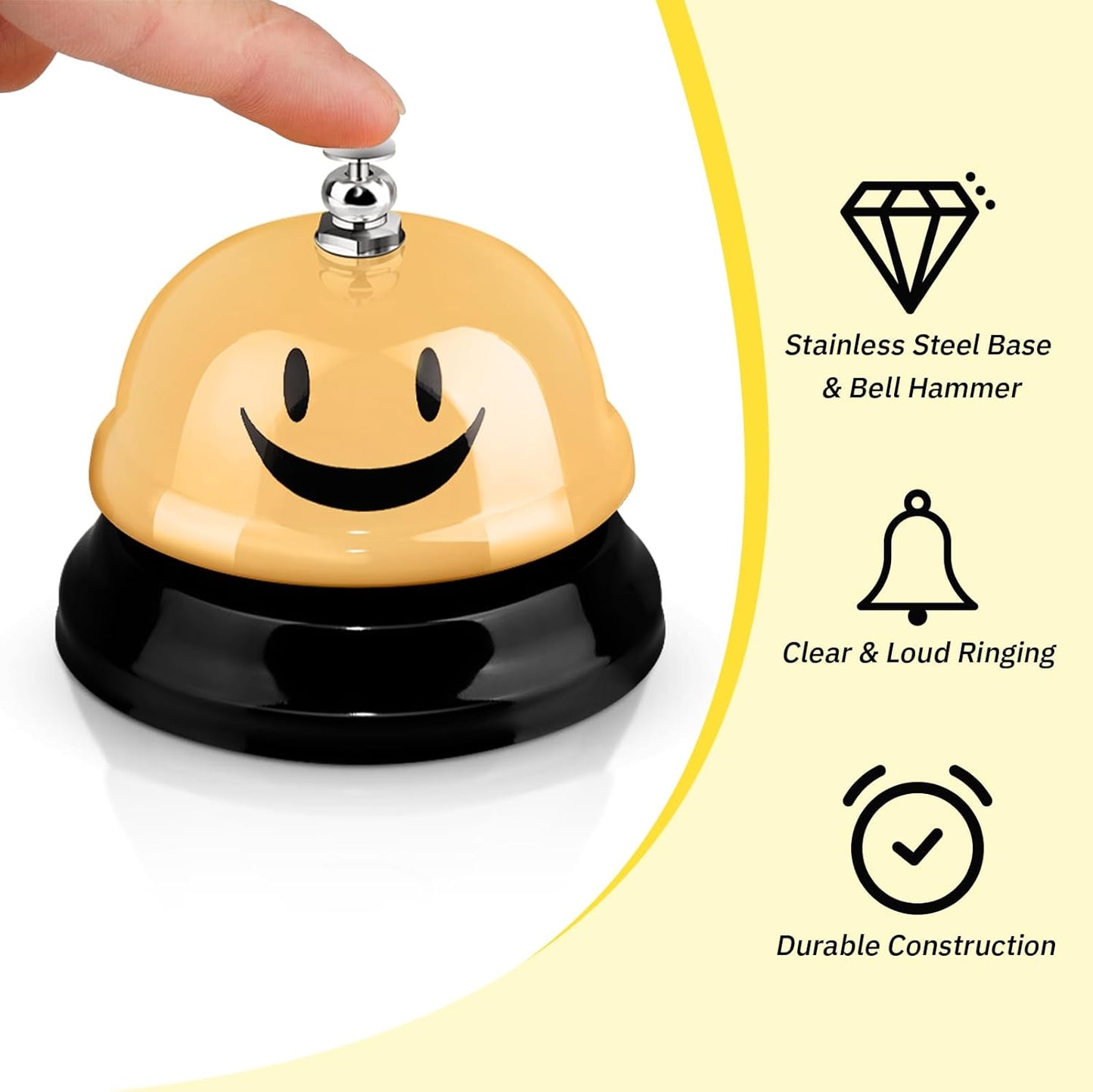 Tudomro 6 Pcs Call Service Dinner Bell for Desk Classroom Metal Smile Face Bell 3 Inch Diameter Anti Rust for Hotel Restaurant Office School Kitchen Bar(Rustic Colors)