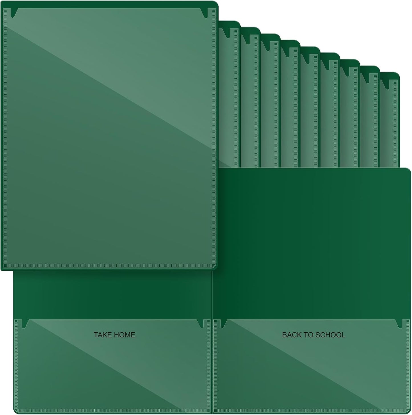 Henoyso 24 Pcs Folders Take Home Heavy Duty 2 Pocket Homework Folders with Clear Front Pockets for Elementary Students Parent Teacher Communication (Dark Green)