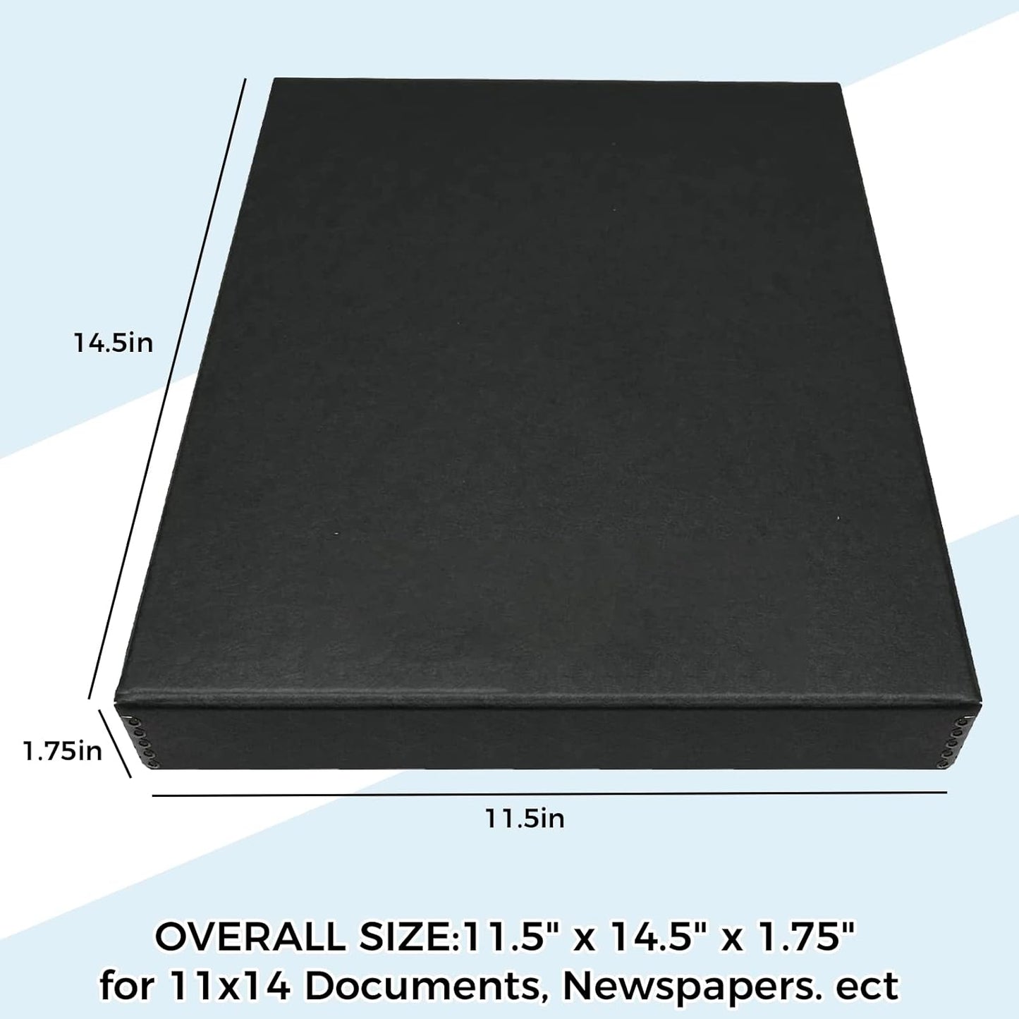 Golden State Art, Archival Folio Storage Box 11x14, Clamshell Design with Metal Edge, Preserve And Store Photos Documents Cards Prints Arts Crafts DIY, Black