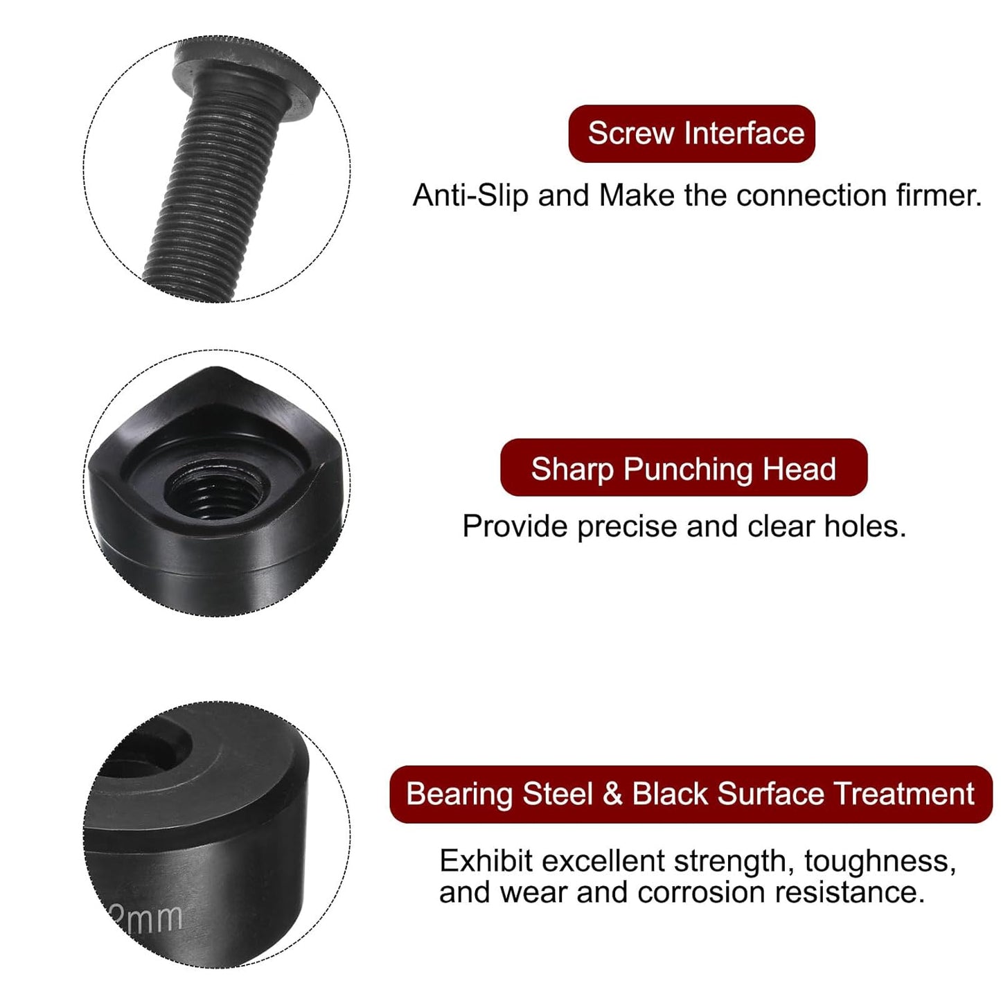 HARFINGTON Sheet Metal Punch Hole Punch 32mm Bearing Steel Precise Cutting Manual Knockout Kit with External Hex Shank for Metal Steel Plate Sink Stainless Steel, Black