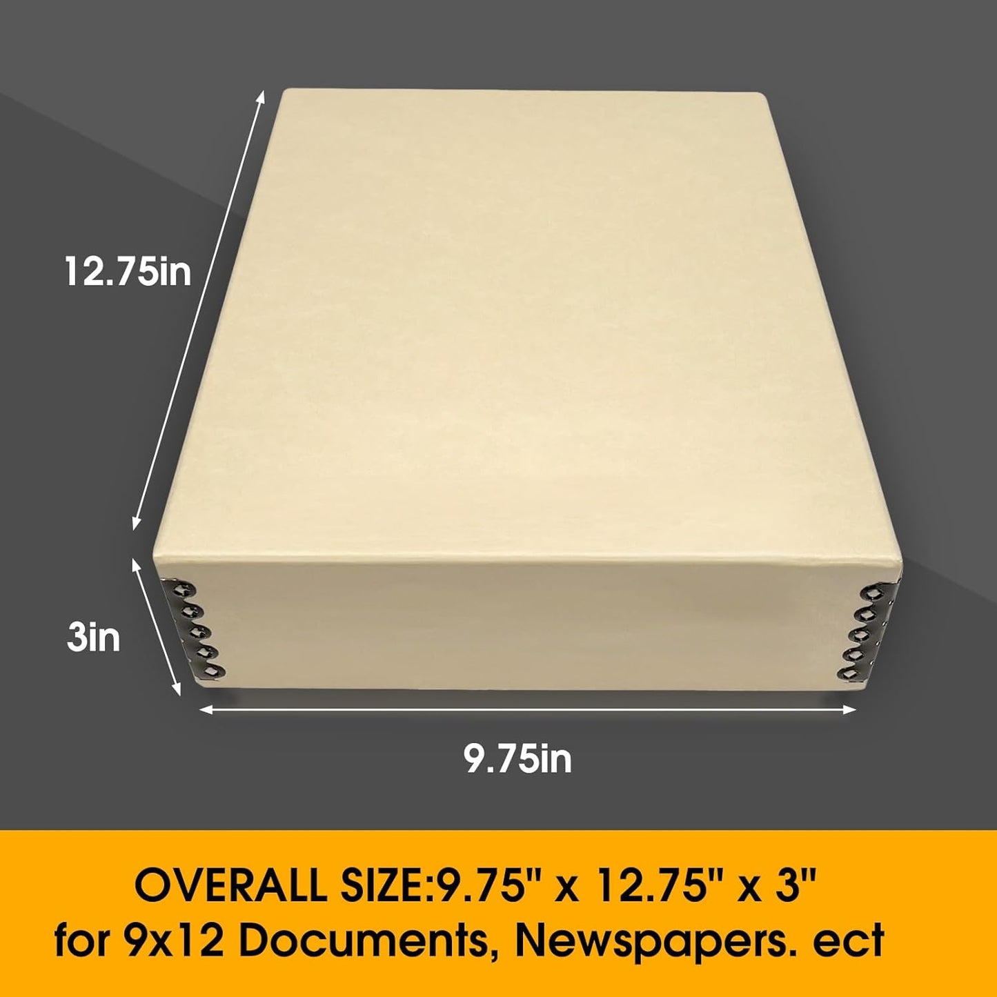 Golden State Art, Archival Storage Box, Acid-Free Drop Front Museum Box with Metal Edge for Storing Artwork Photos Documents Prints Arts And Crafts (Tan-9.75x12.75x 3 Inches)