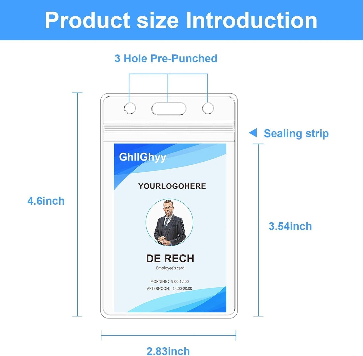 10 Pack Extra Thick Name Badge Holders, Heavy Duty & Sealable Waterproof Vertical ID Badge Holders, Durable Clear PVC Plastic Badge Sleeve for Credit Card/Shcool Work Badge/Room Key/RFID