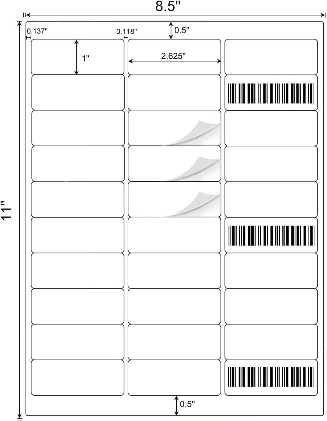 1" x 2-5/8" Shipping Address Labels 30000 Label Stickers Paper for Laser/Inkjet Printer 30 per Page Printable Mailing Labels - Matte, 1000 Sheets